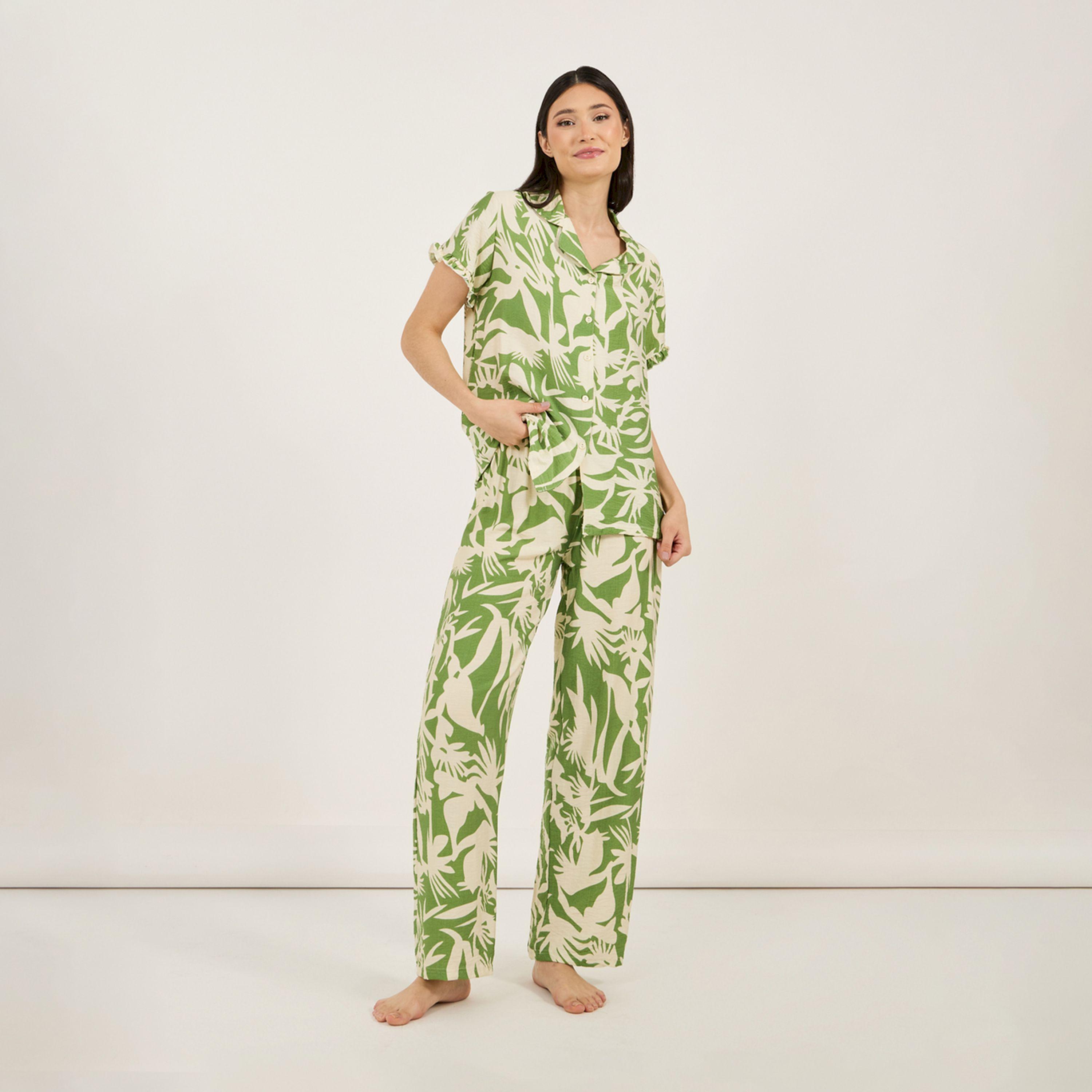 Styli Unwind All Over Floral Print Viscose Shirt & Pyjama Set-women-clothing-nightwear-pyjamas-longsets-image-1