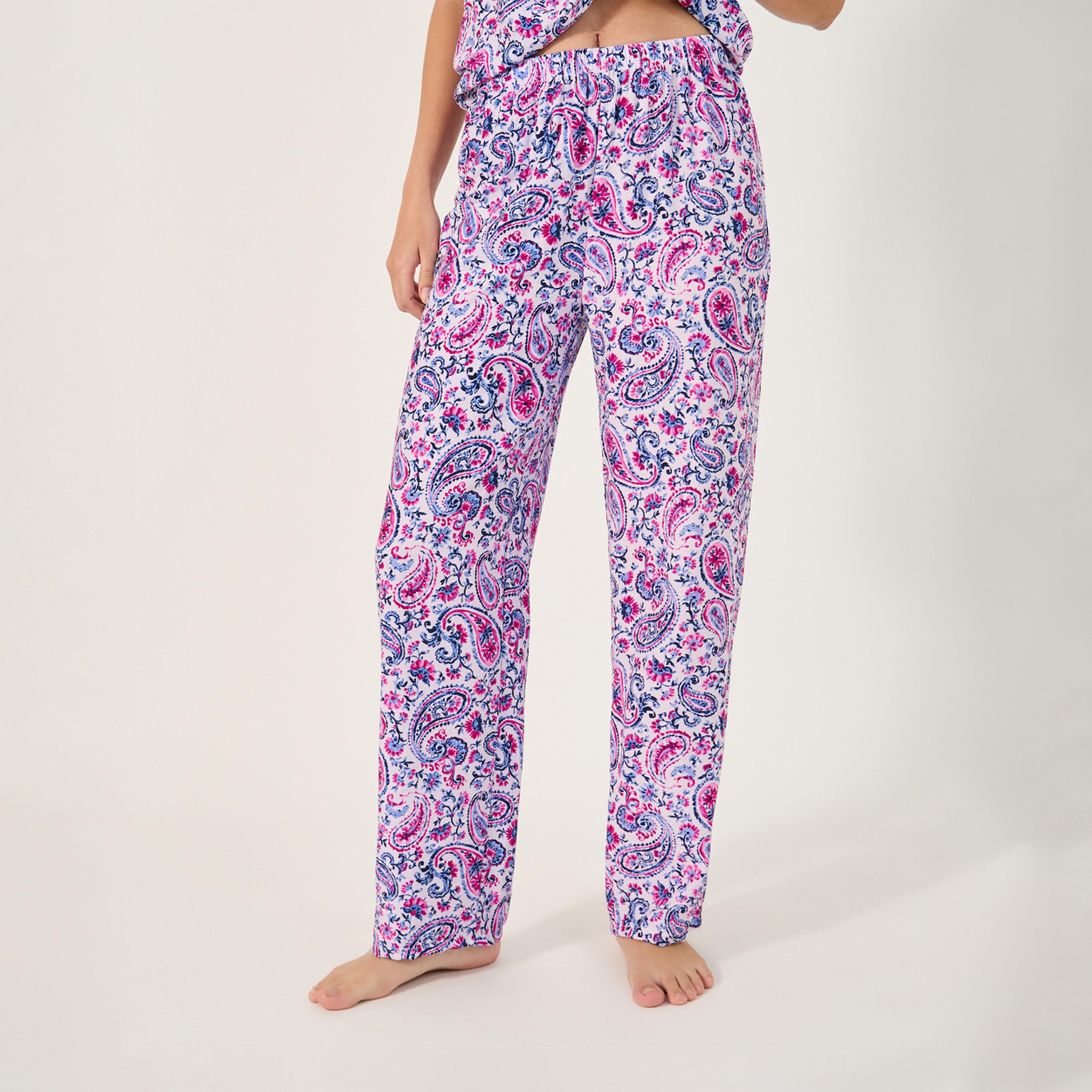 Styli Unwind Aop Viscose Paisley Tie Front Gather Detail Vest And Pj Set-women-clothing-nightwear-pyjamas-longsets-image-5