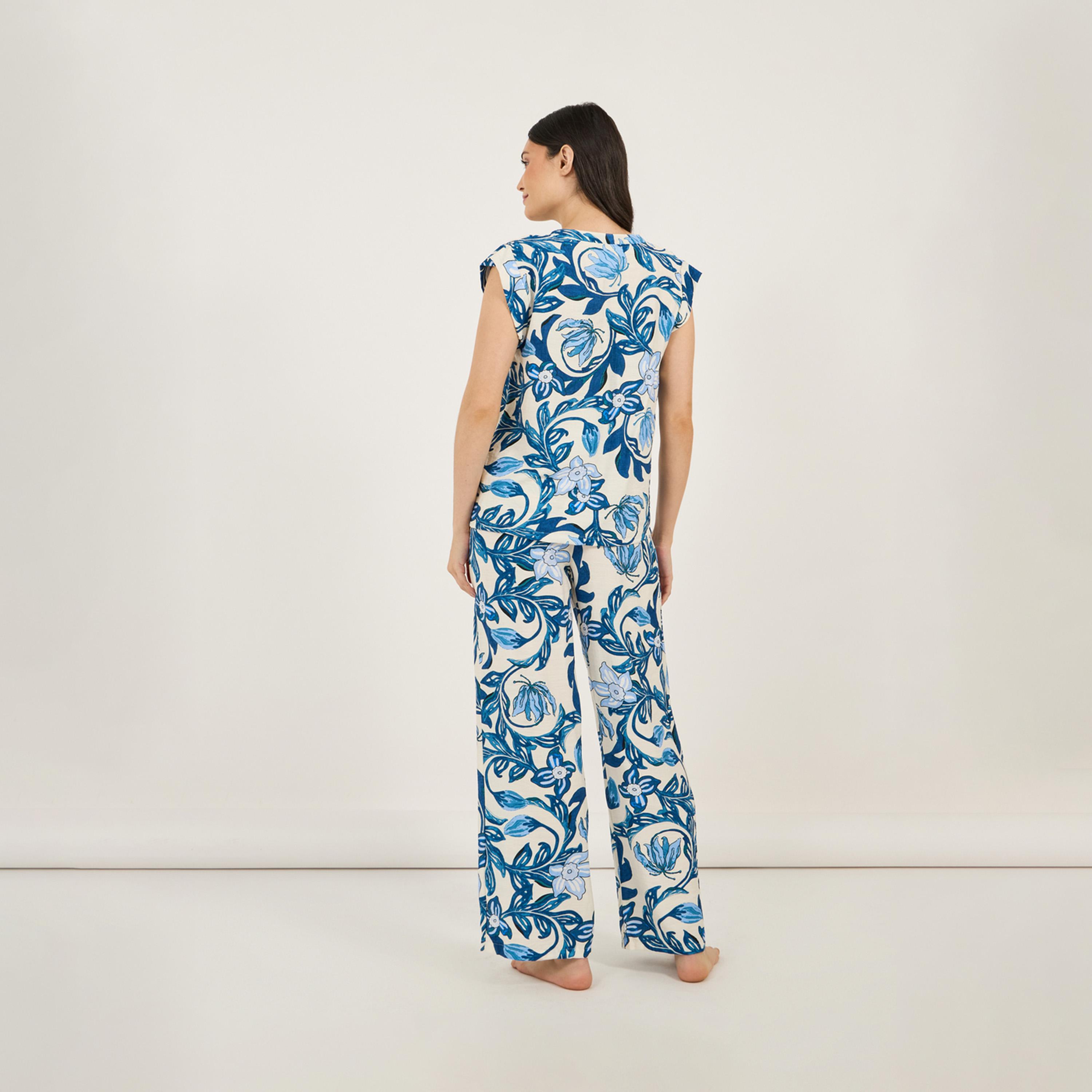 ستايلي - طقم قميص وبنطال بيجامة مورد من الفيسكوز أنوايند-women-clothing-nightwear-pyjamas-longsets-image-6