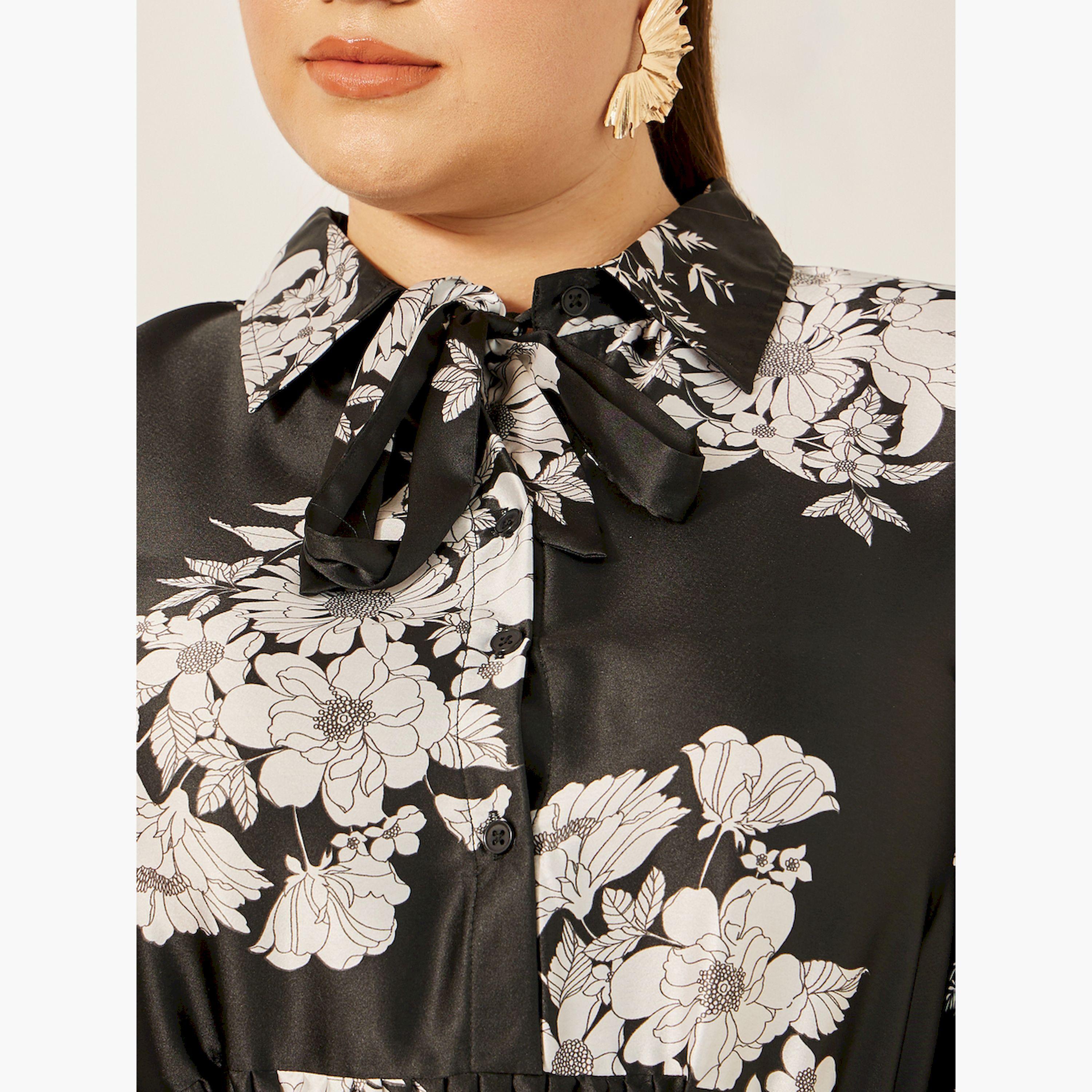 ستايلي - فستان ماكسي بنقشة زهور مقاس كبير-women-clothing-dresses-image-4