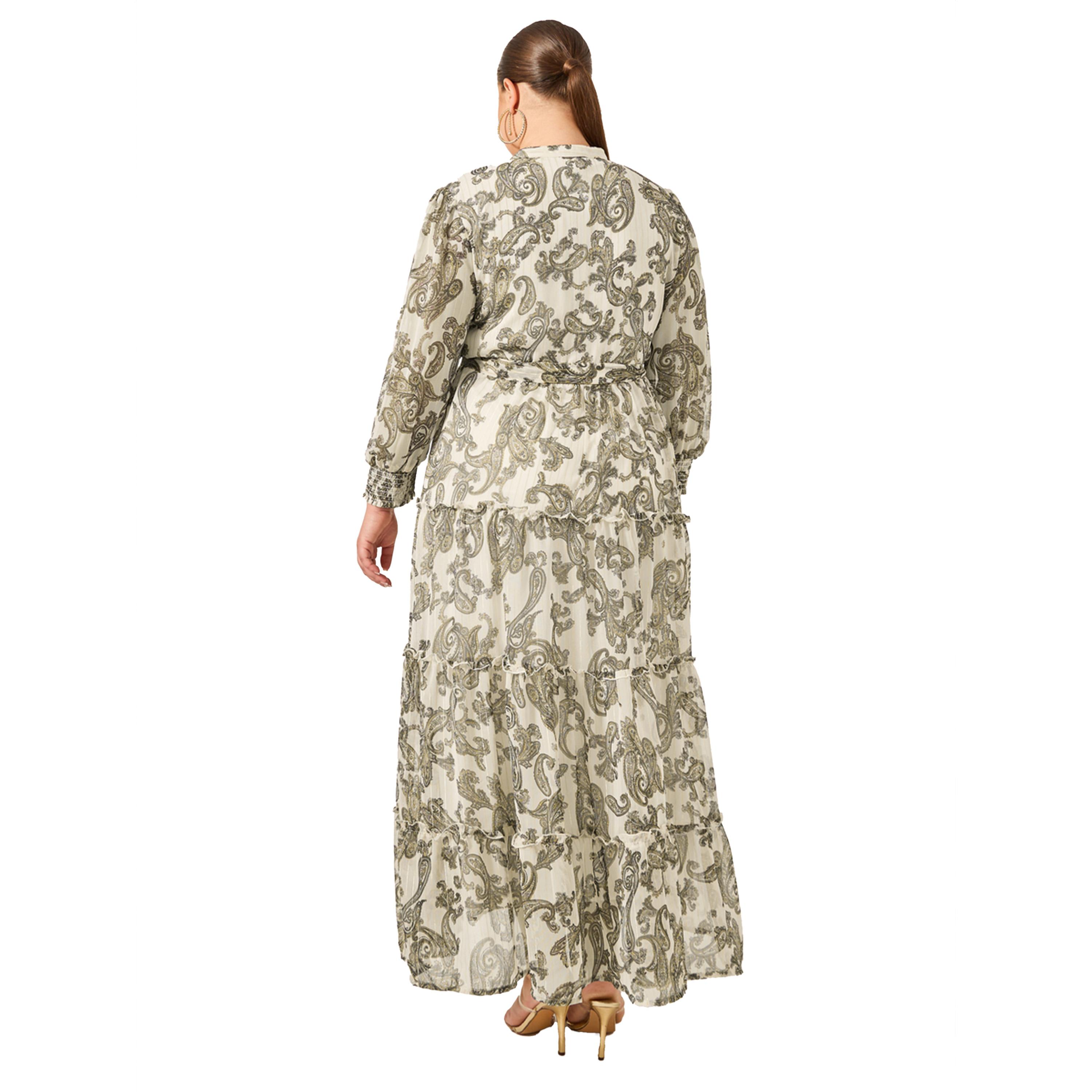 ستايلي - فستان ماكسي بطبقات بأكمام طويلة وطبعة بيزلي مقاس كبير-women-clothing-dresses-image-5