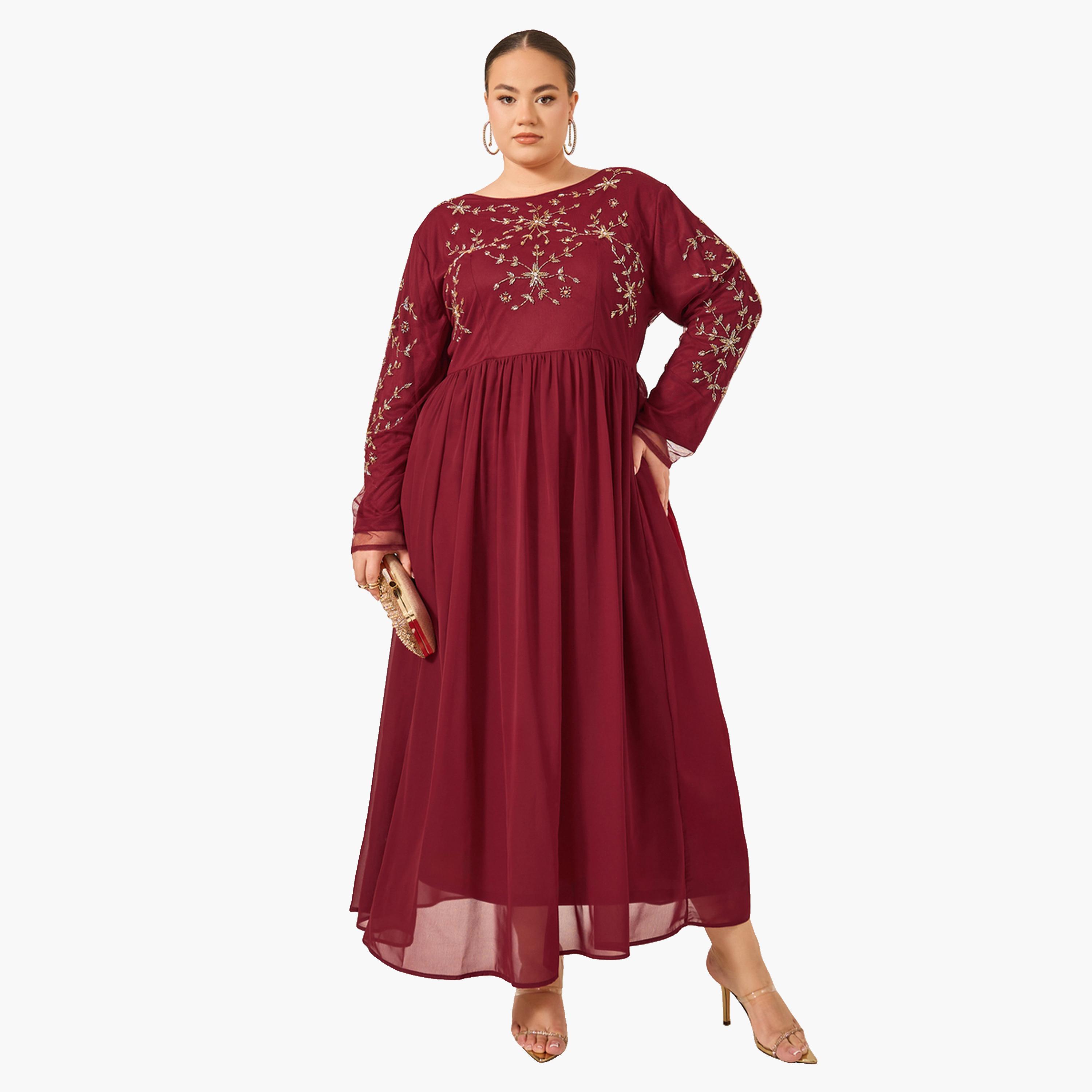 Styli Plus Size Embellished A-Line Maxi Dress-women-clothing-dresses-image-1