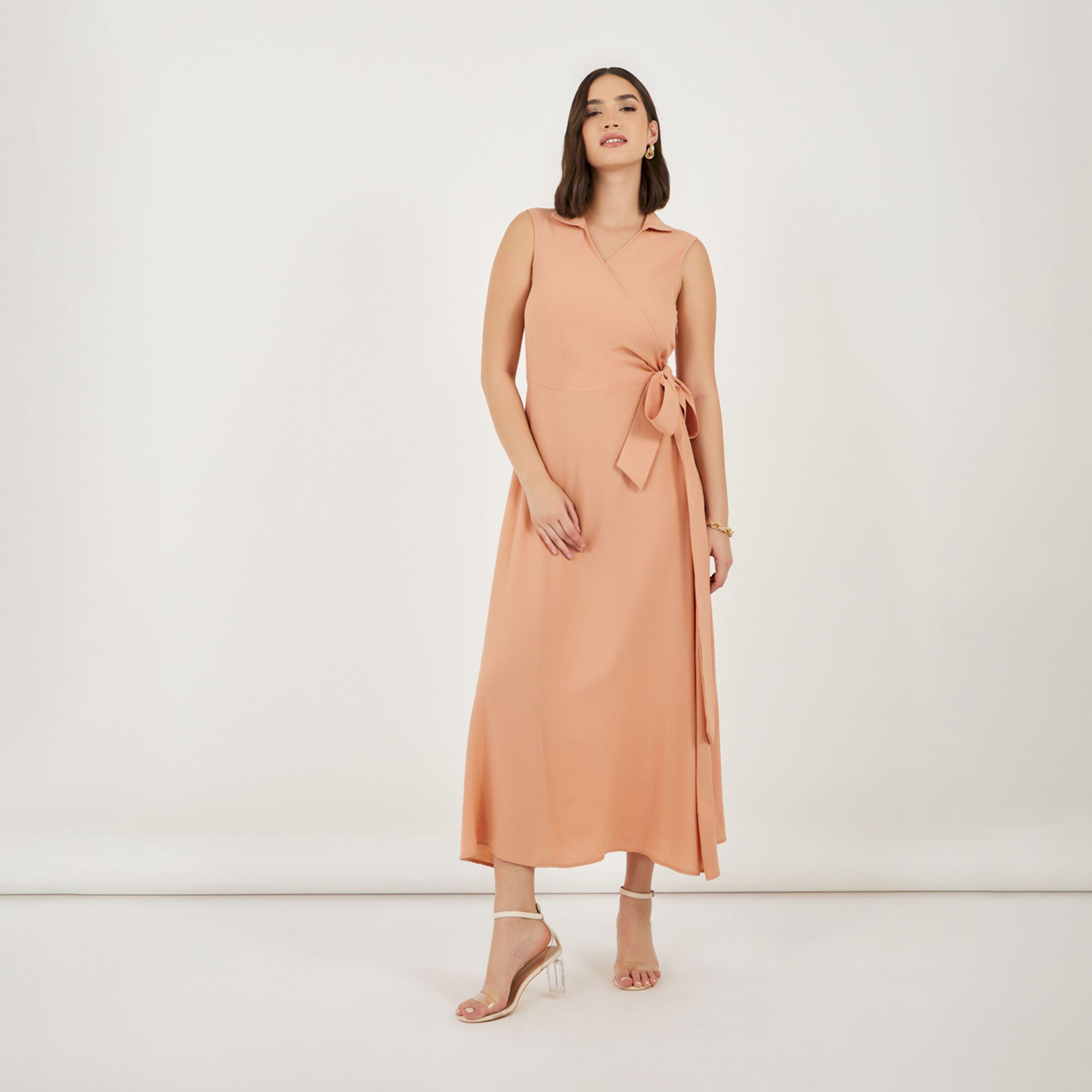 ستايلي - فستان ماكسي بدون أكمام مع رباط-women-clothing-dresses-image-1