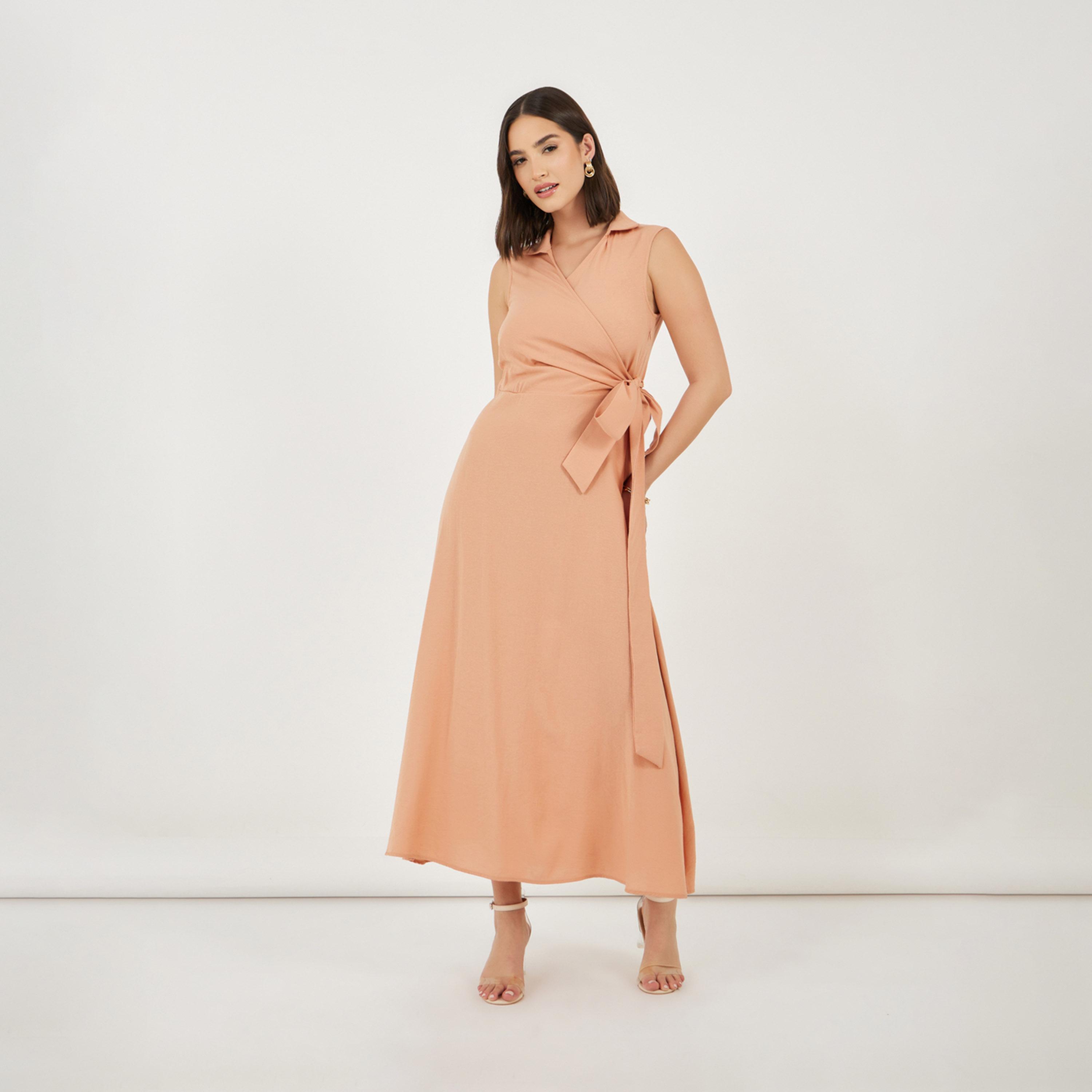 ستايلي - فستان ماكسي بدون أكمام مع رباط-women-clothing-dresses-image-4