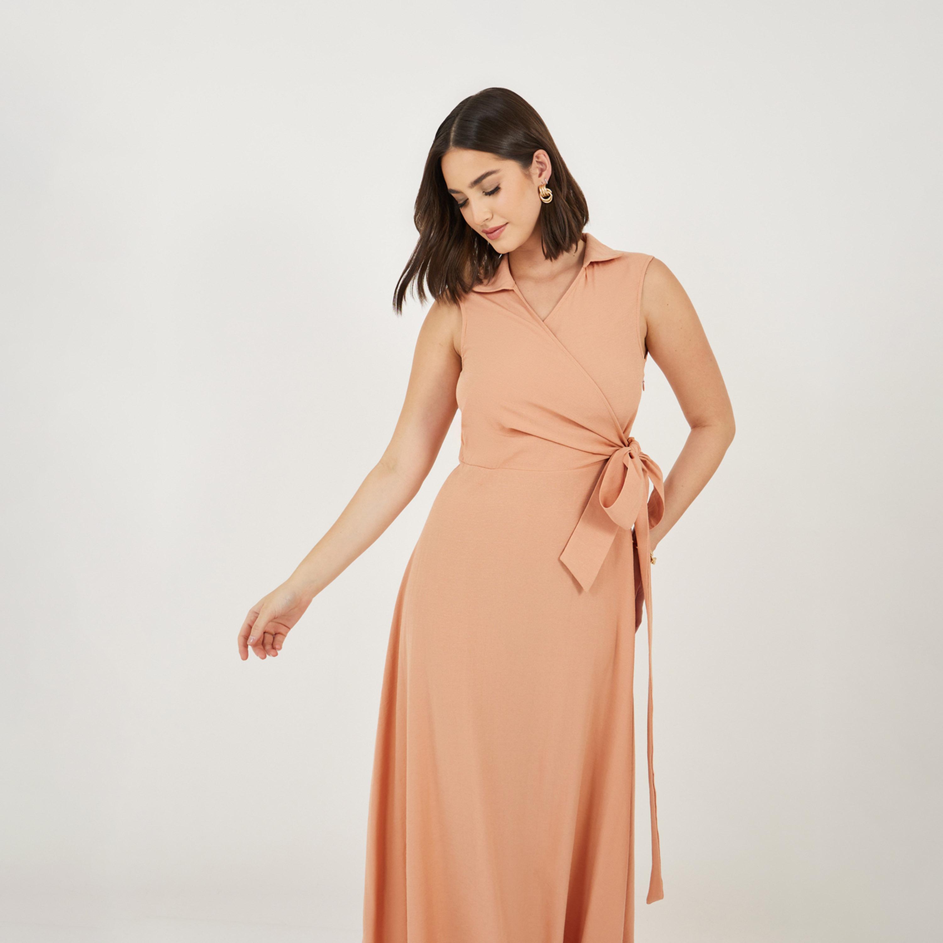 ستايلي - فستان ماكسي بدون أكمام مع رباط-women-clothing-dresses-image-5