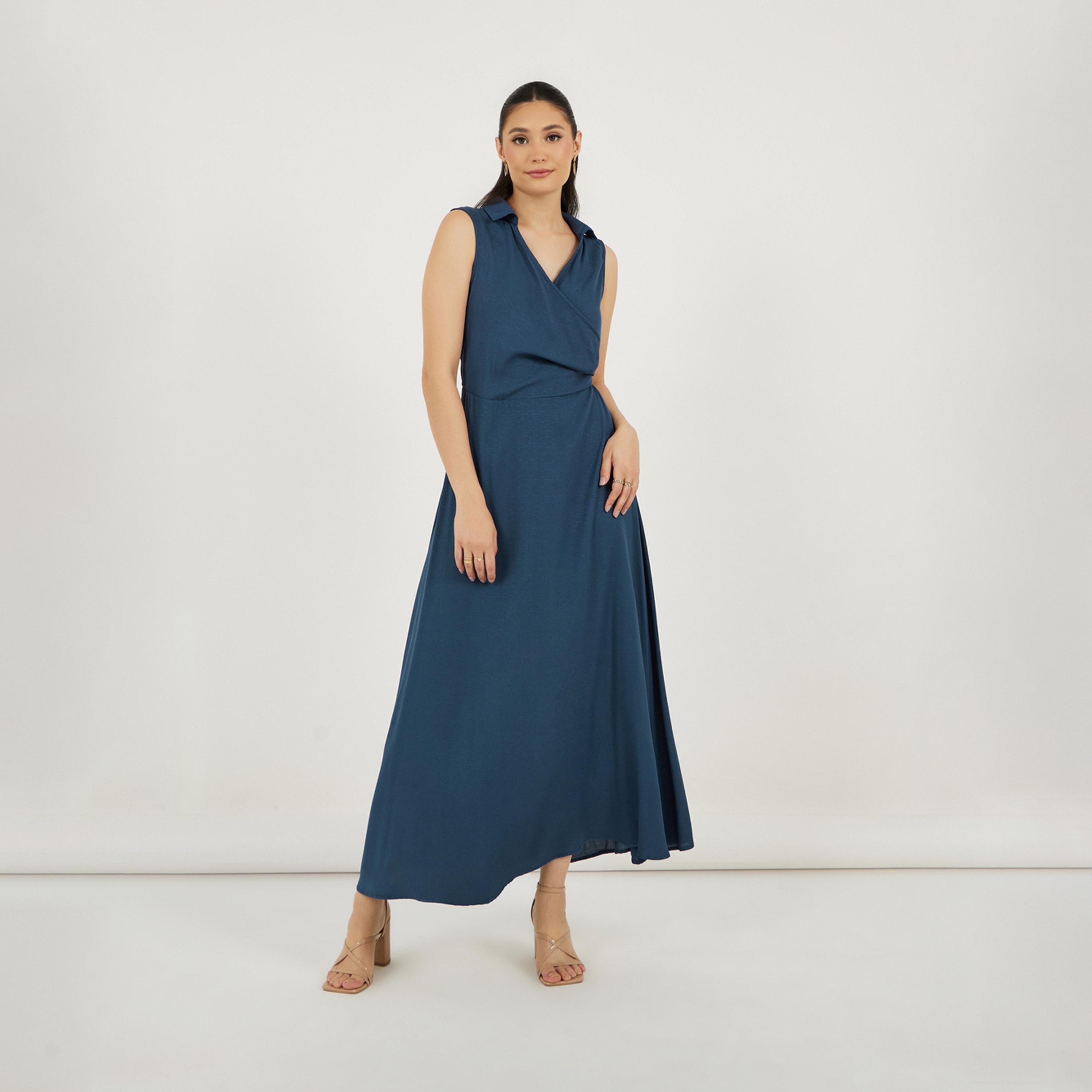Styli Sleeveless Wrap Maxi Dress with Tie-Up Detail-women-clothing-dresses-image-4