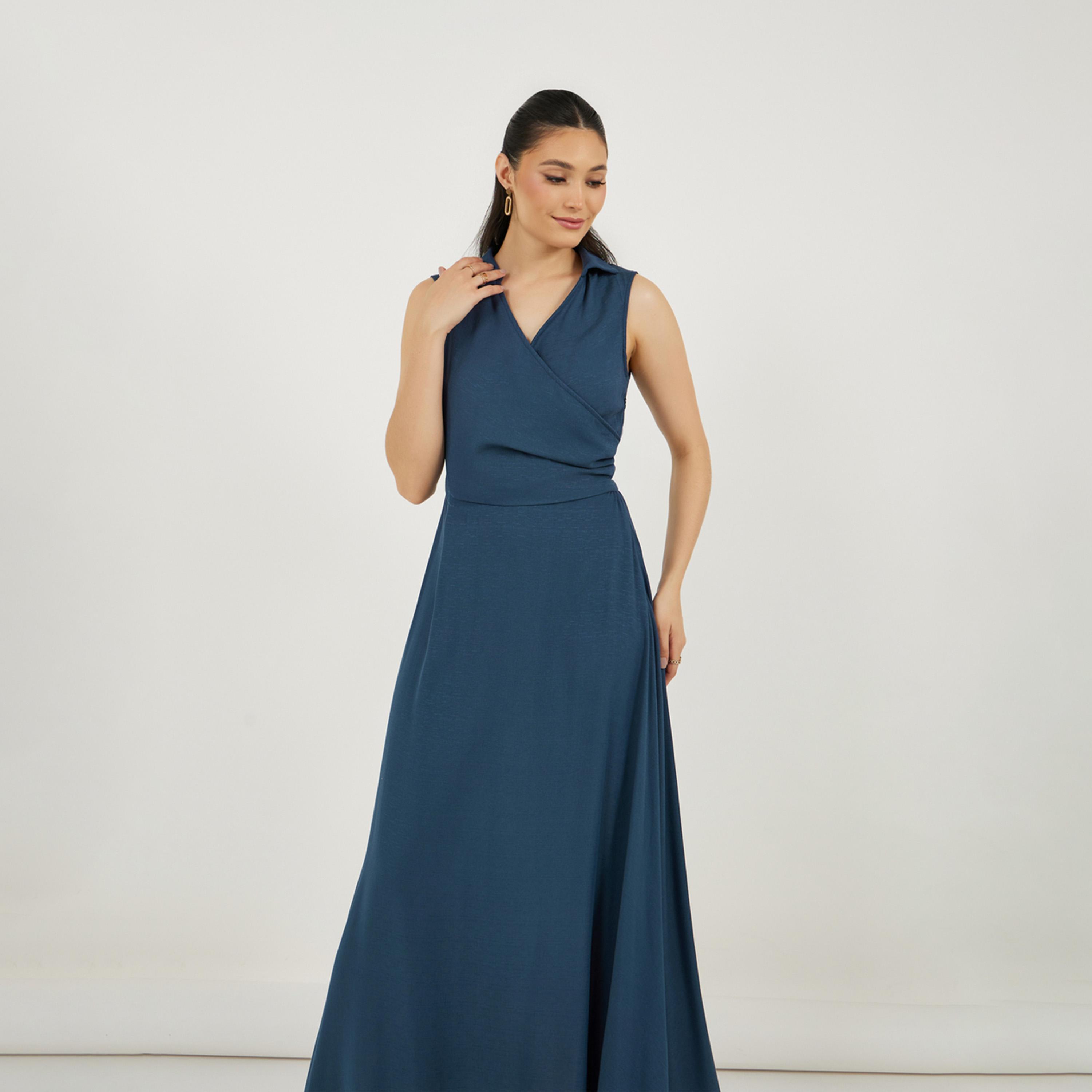 Styli Sleeveless Wrap Maxi Dress with Tie-Up Detail-women-clothing-dresses-image-5