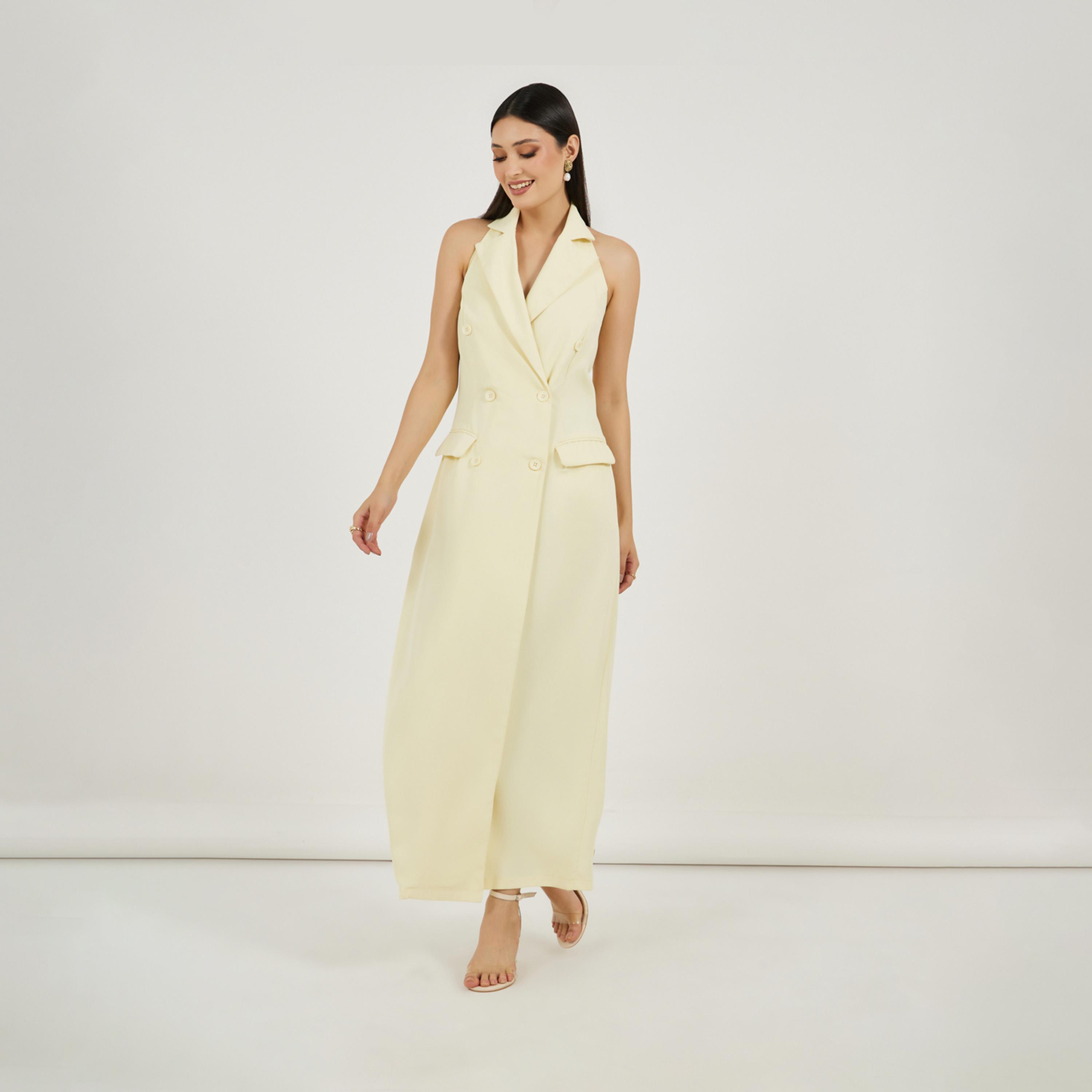 Styli Twill Sleeveless Blazer Maxi Dress with Flap Detail-women-clothing-dresses-image-2