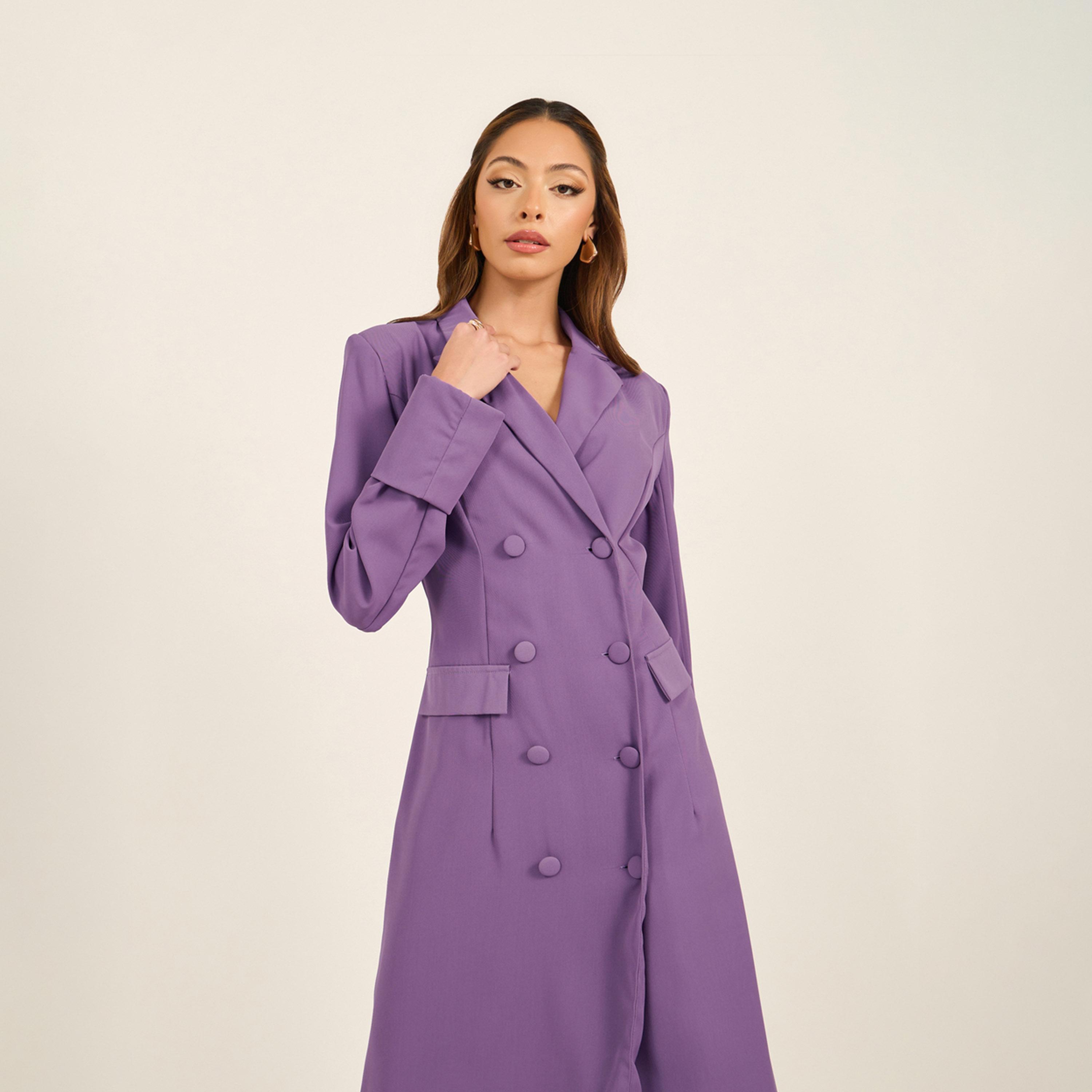 ستايلي - فستان ماكسي سادة بفتحة رقبة منسدلة-women-clothing-dresses-image-3