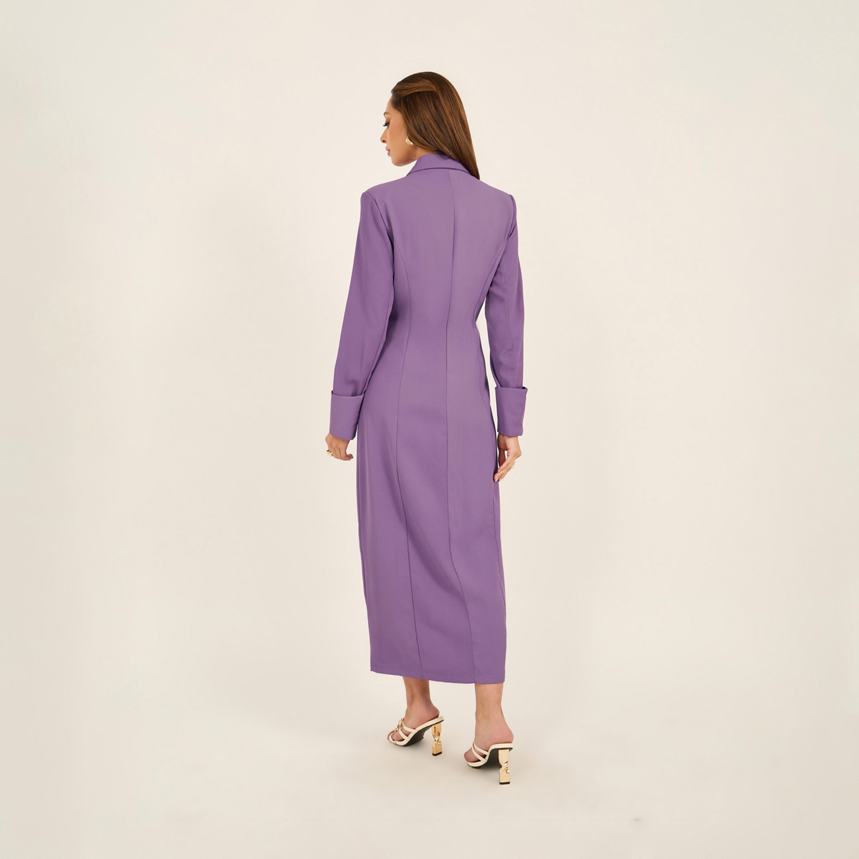 ستايلي - فستان ماكسي سادة بفتحة رقبة منسدلة-women-clothing-dresses-image-5