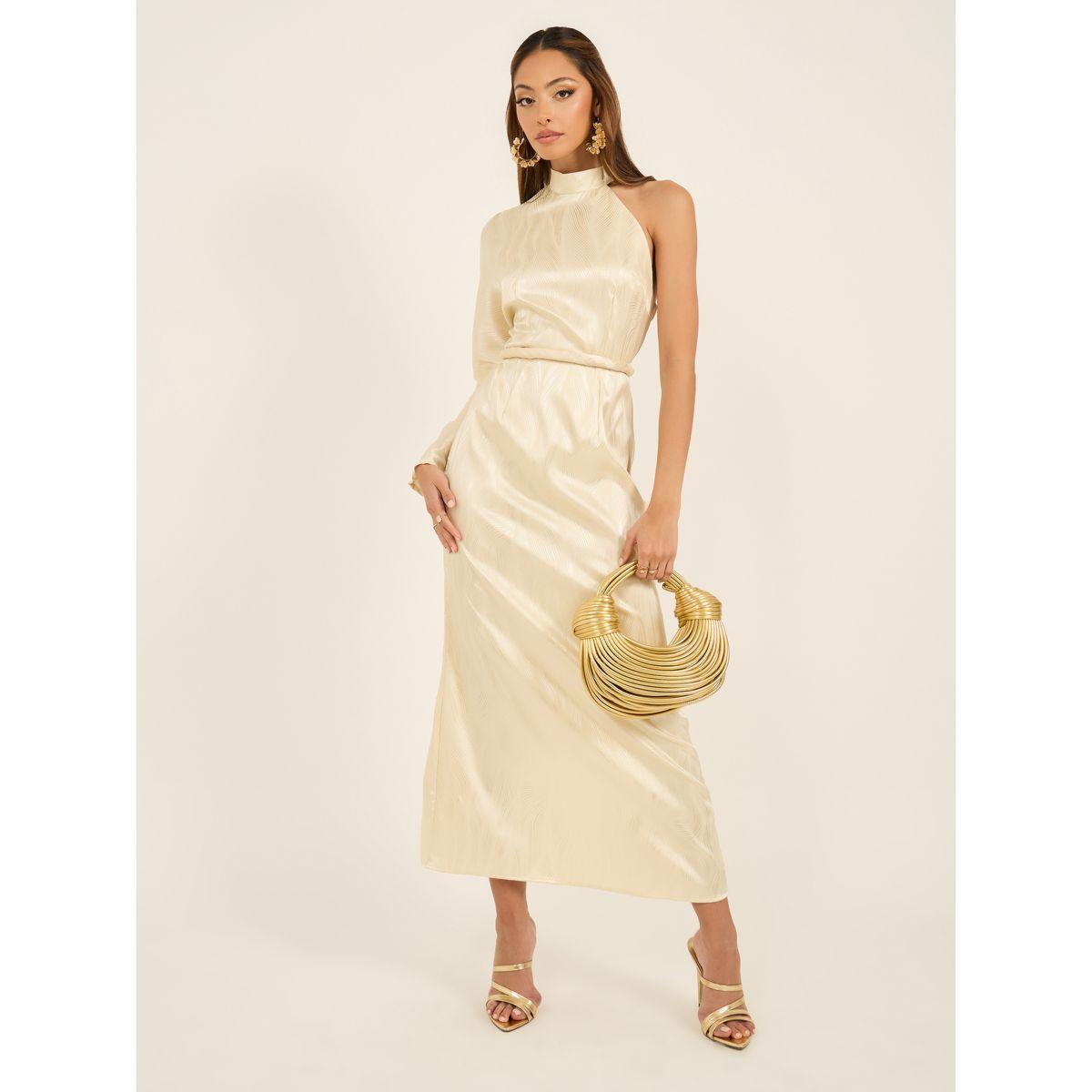 فستان طويل جاكارد مع حزام خصر-women-clothing-dresses-image-2