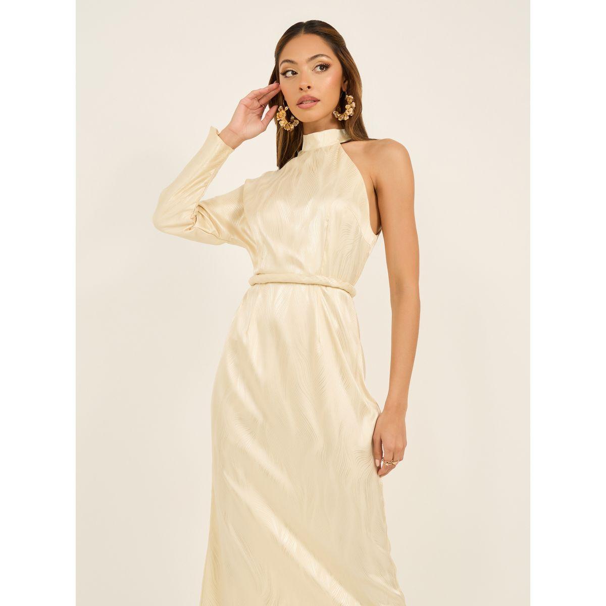 فستان طويل جاكارد مع حزام خصر-women-clothing-dresses-image-3