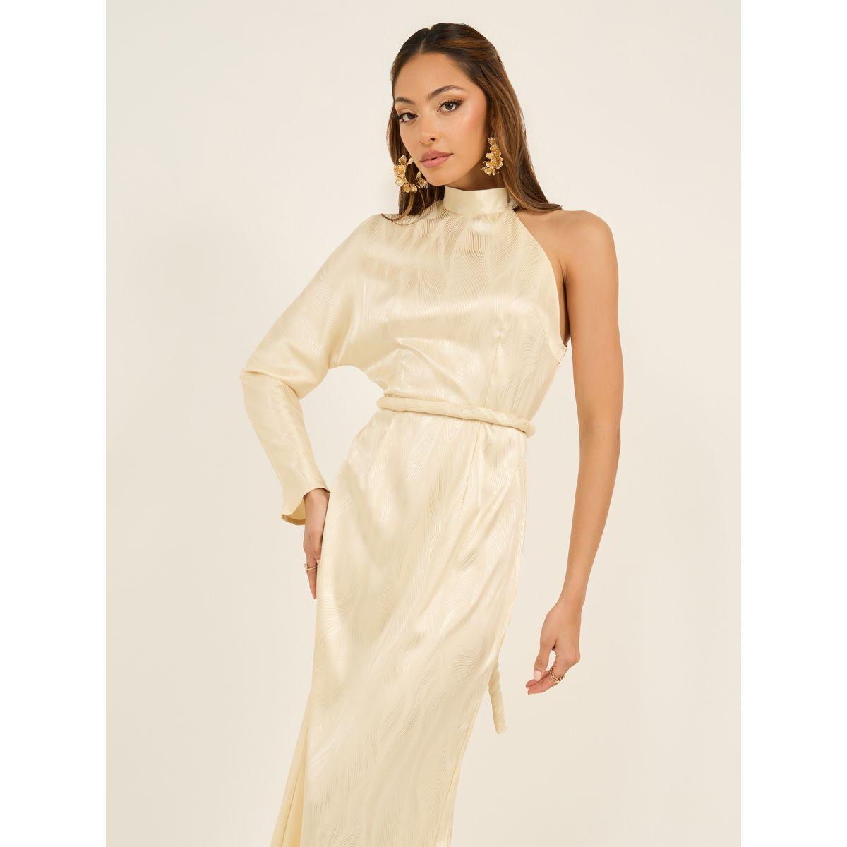 فستان طويل جاكارد مع حزام خصر-women-clothing-dresses-image-4
