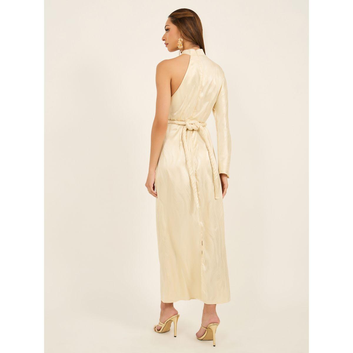 فستان طويل جاكارد مع حزام خصر-women-clothing-dresses-image-6