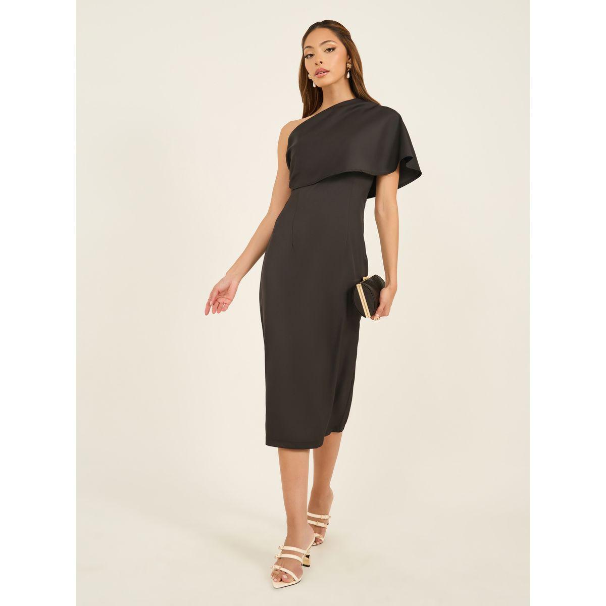 فستان ميدي ضيق بتفاصيل كتف واحر-women-clothing-dresses-image-2