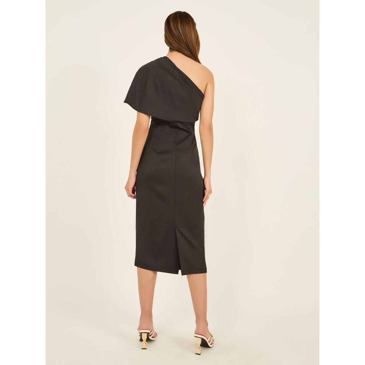 One Shoulder Neck Sheath Midi Dress-women-clothing-dresses-image-6