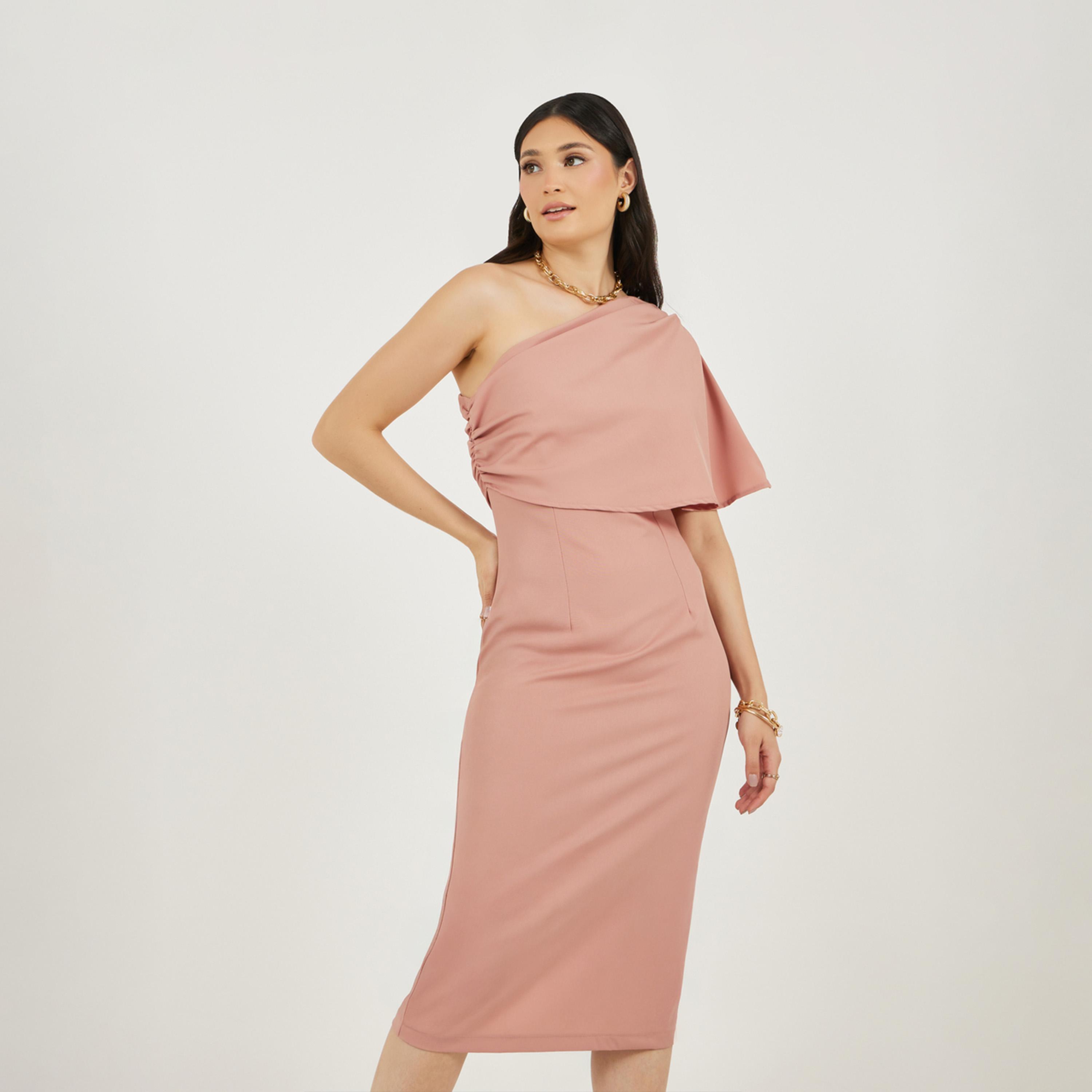 ستايلي - فستان ميدي بكتف واحد-women-clothing-dresses-image-2