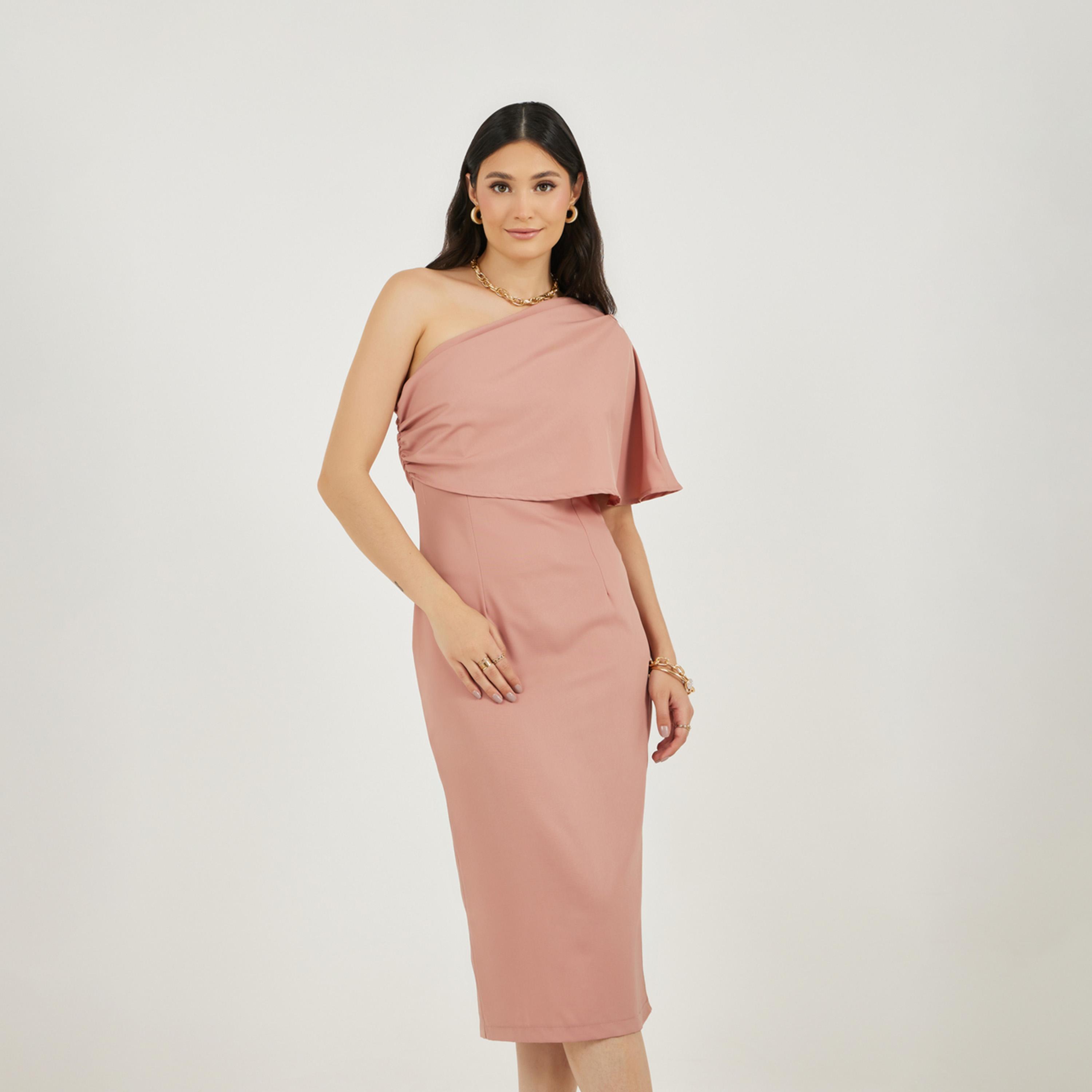 Styli One Shoulder Neck Sheath Midi Dress-women-clothing-dresses-image-5