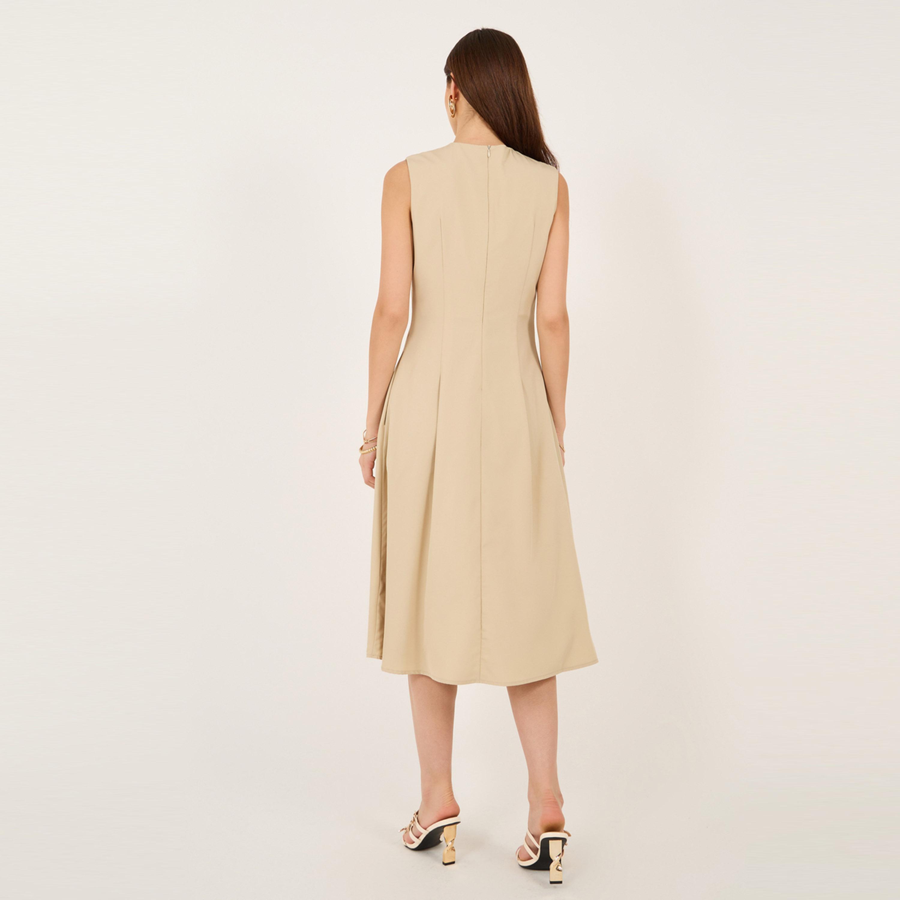 Styli Plain Sleeveless A-Line Midi Dress-women-clothing-dresses-image-6