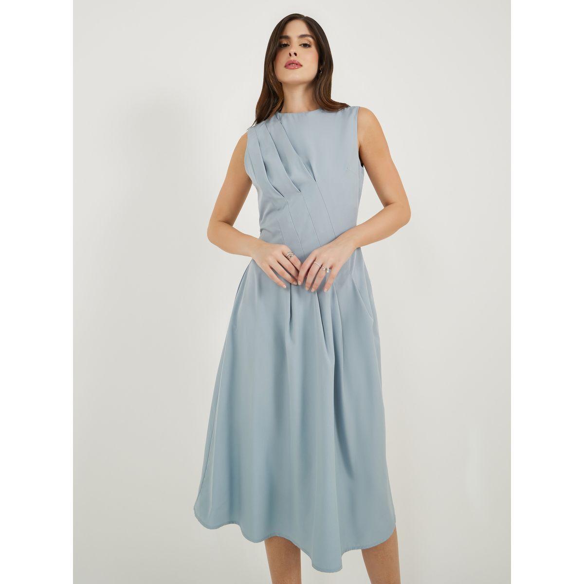 فستان ميدي بدون أكمام مع تفاصيل محزوزة-women-clothing-dresses-image-3