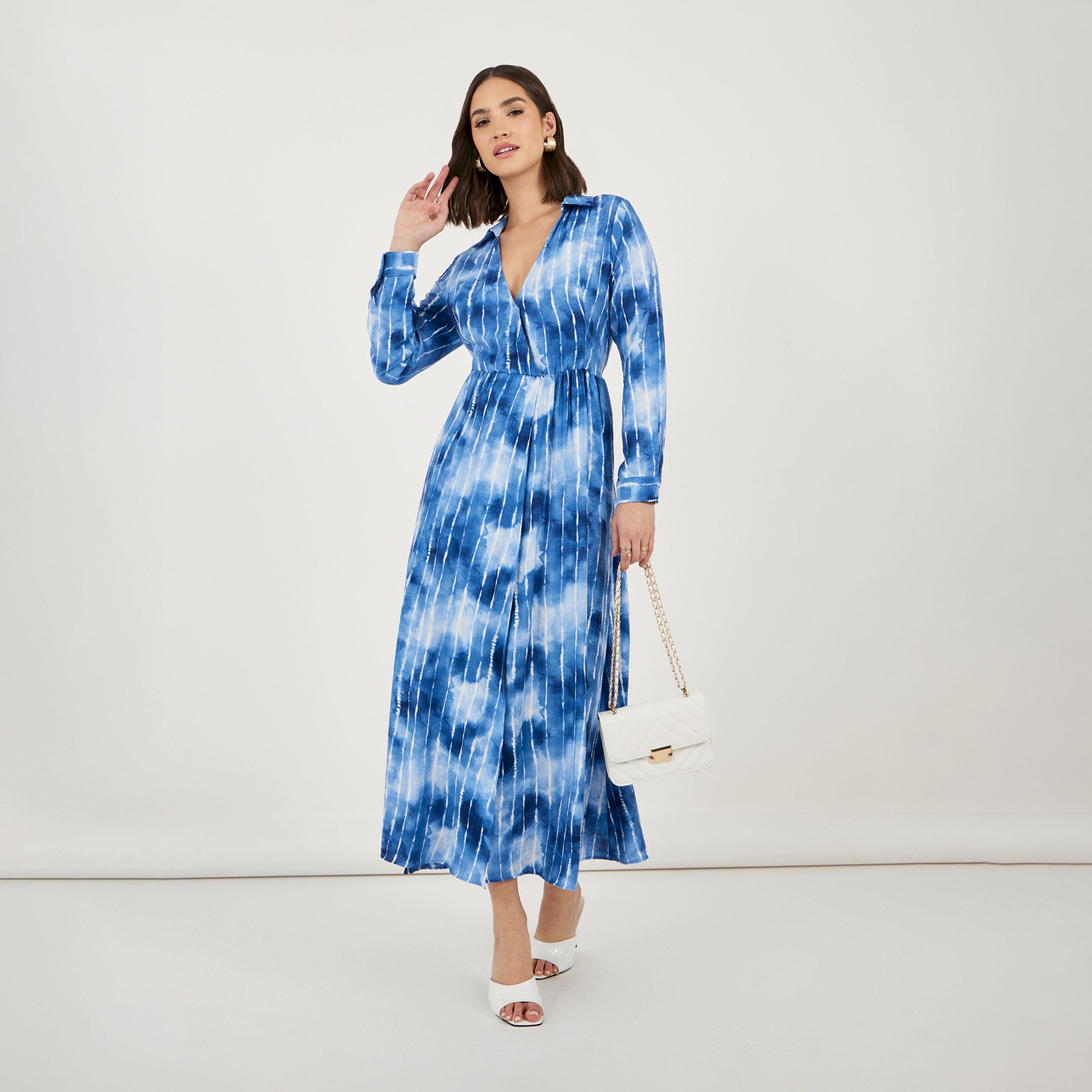ستايلي - فستان ماكسي مصبوغ بالربط-women-clothing-dresses-image-1