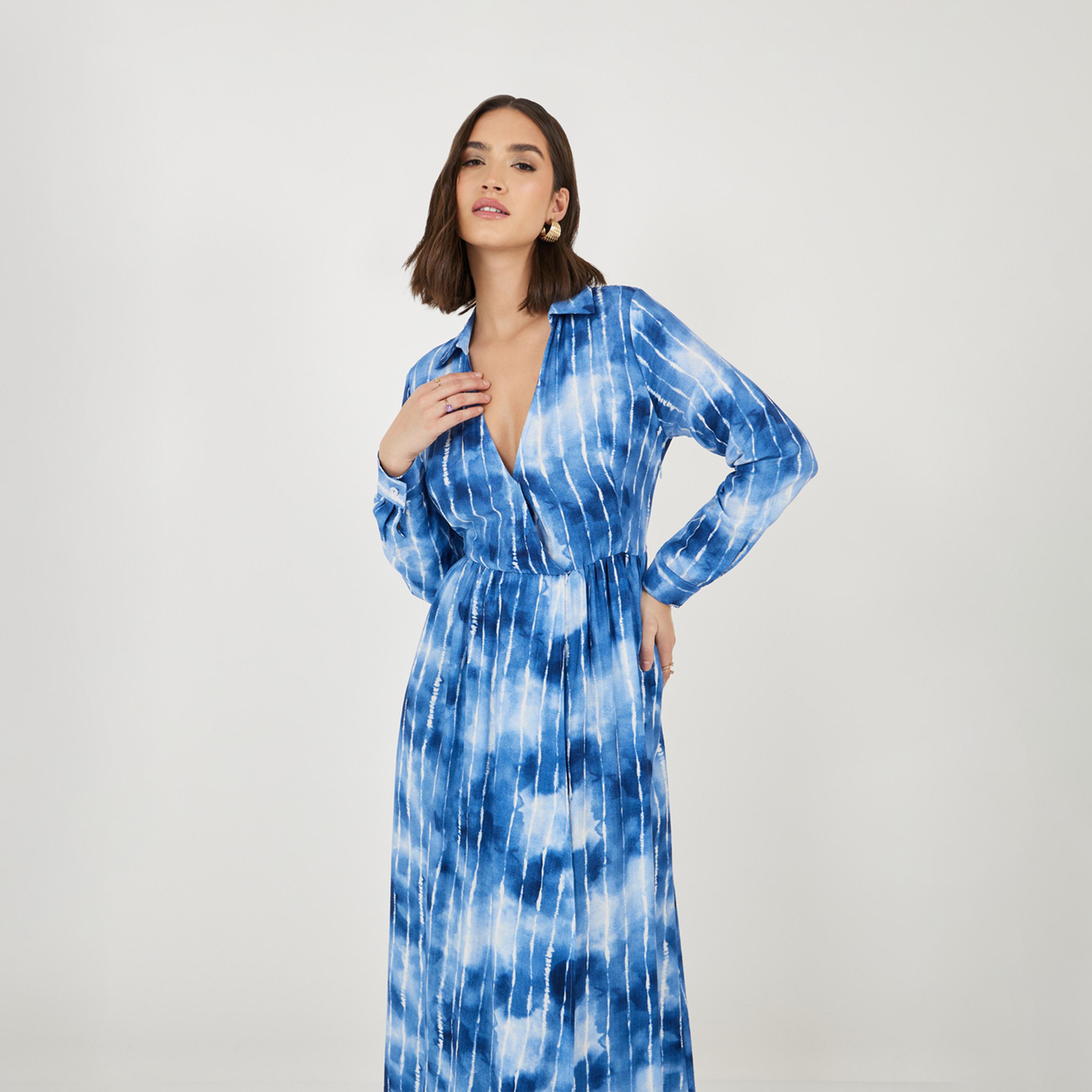 ستايلي - فستان ماكسي مصبوغ بالربط-women-clothing-dresses-image-2