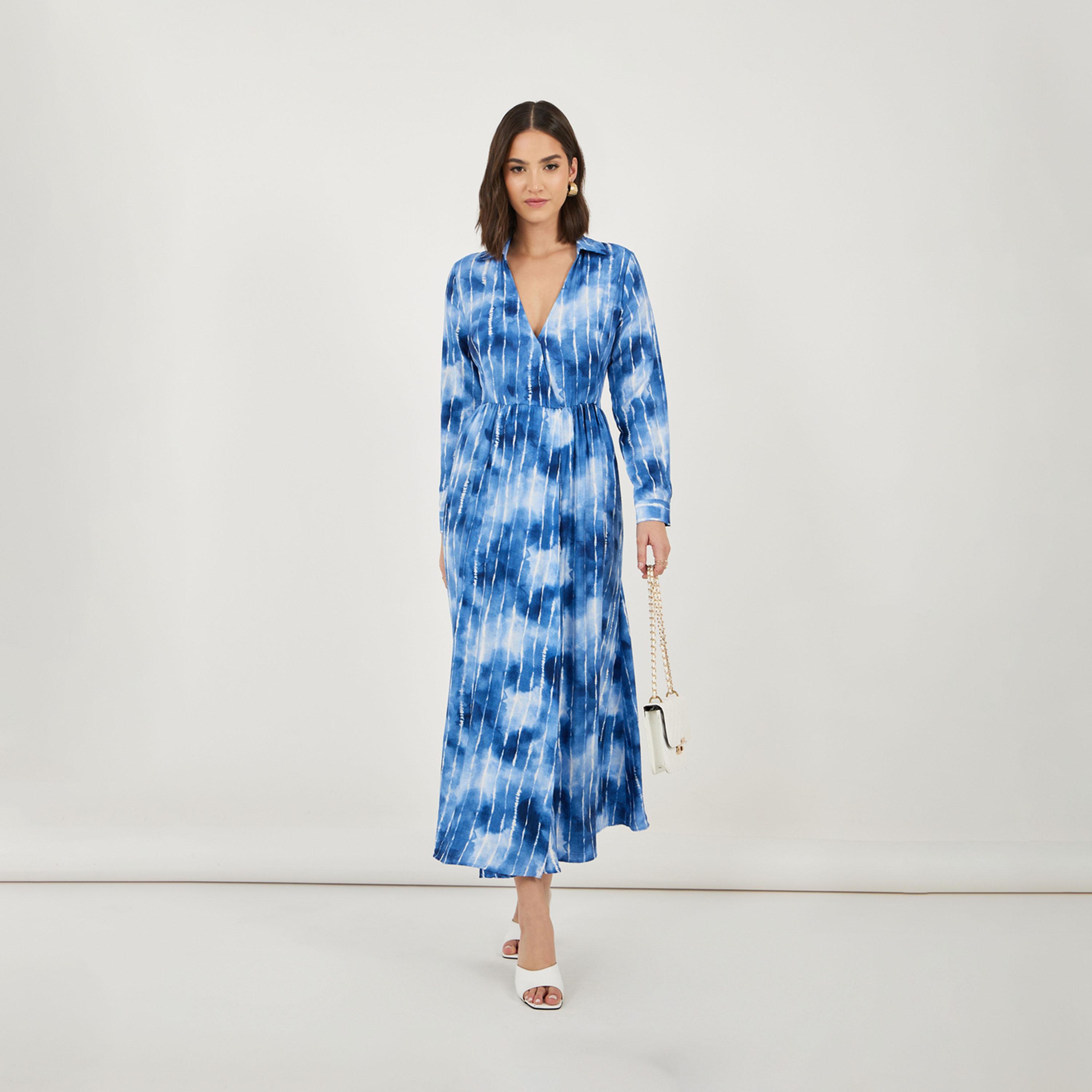 ستايلي - فستان ماكسي مصبوغ بالربط-women-clothing-dresses-image-4