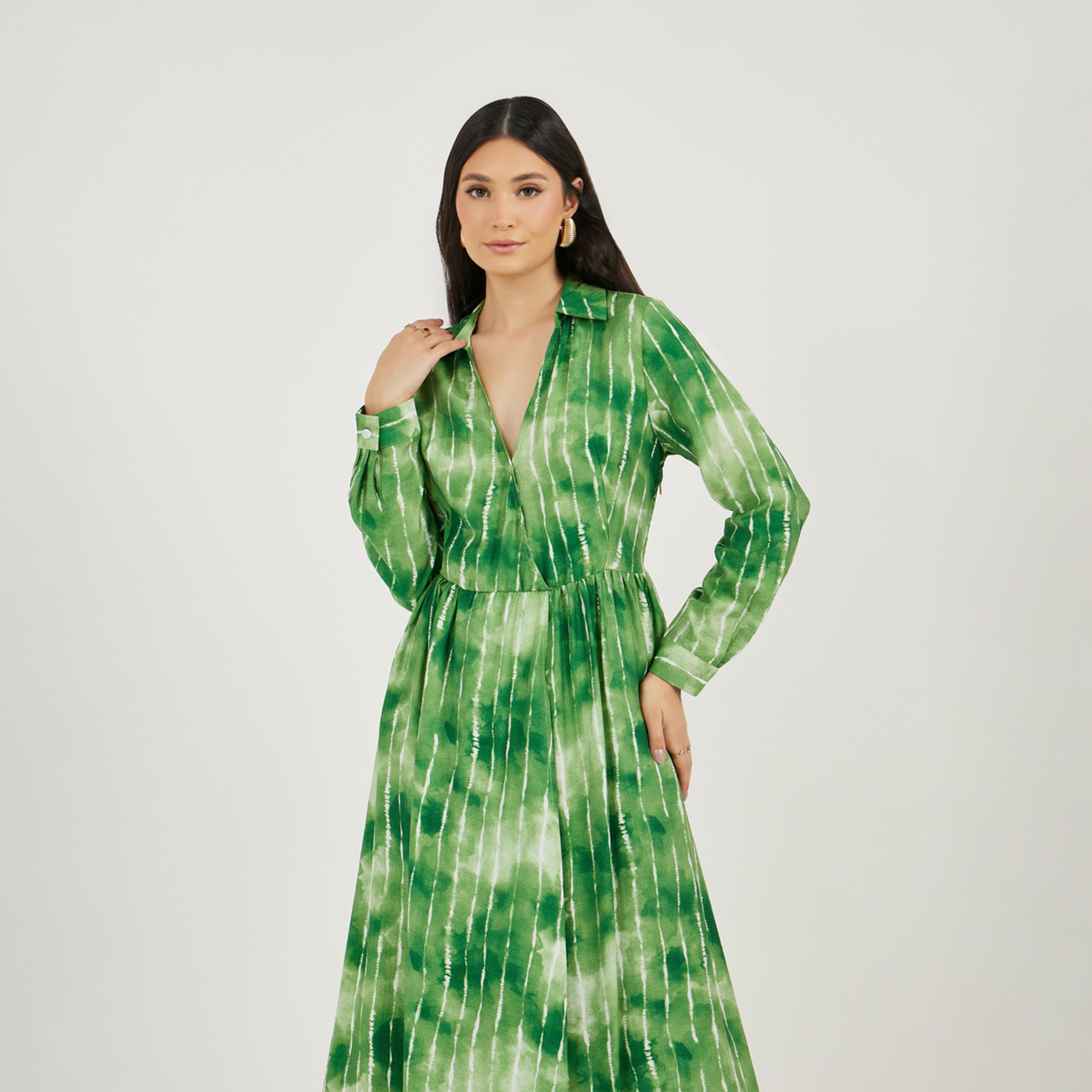 ستايلي - فستان ماكسي مصبوغ بالربط-women-clothing-dresses-image-2
