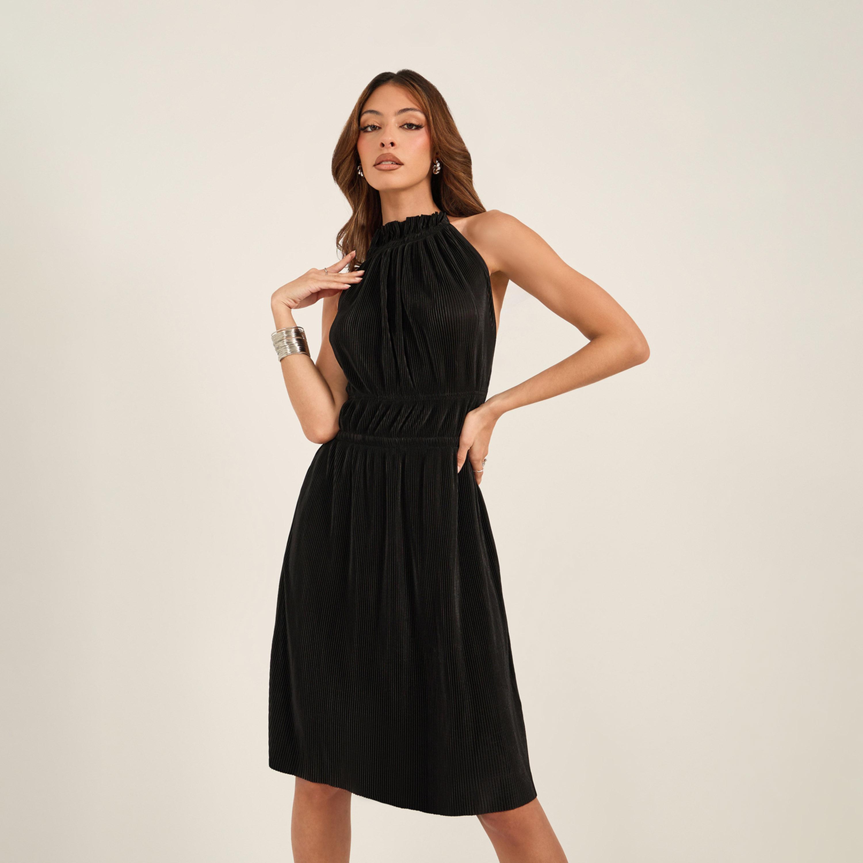 ستايلي - فستان قصير بدون أكمام بقصة A-women-clothing-dresses-image-3