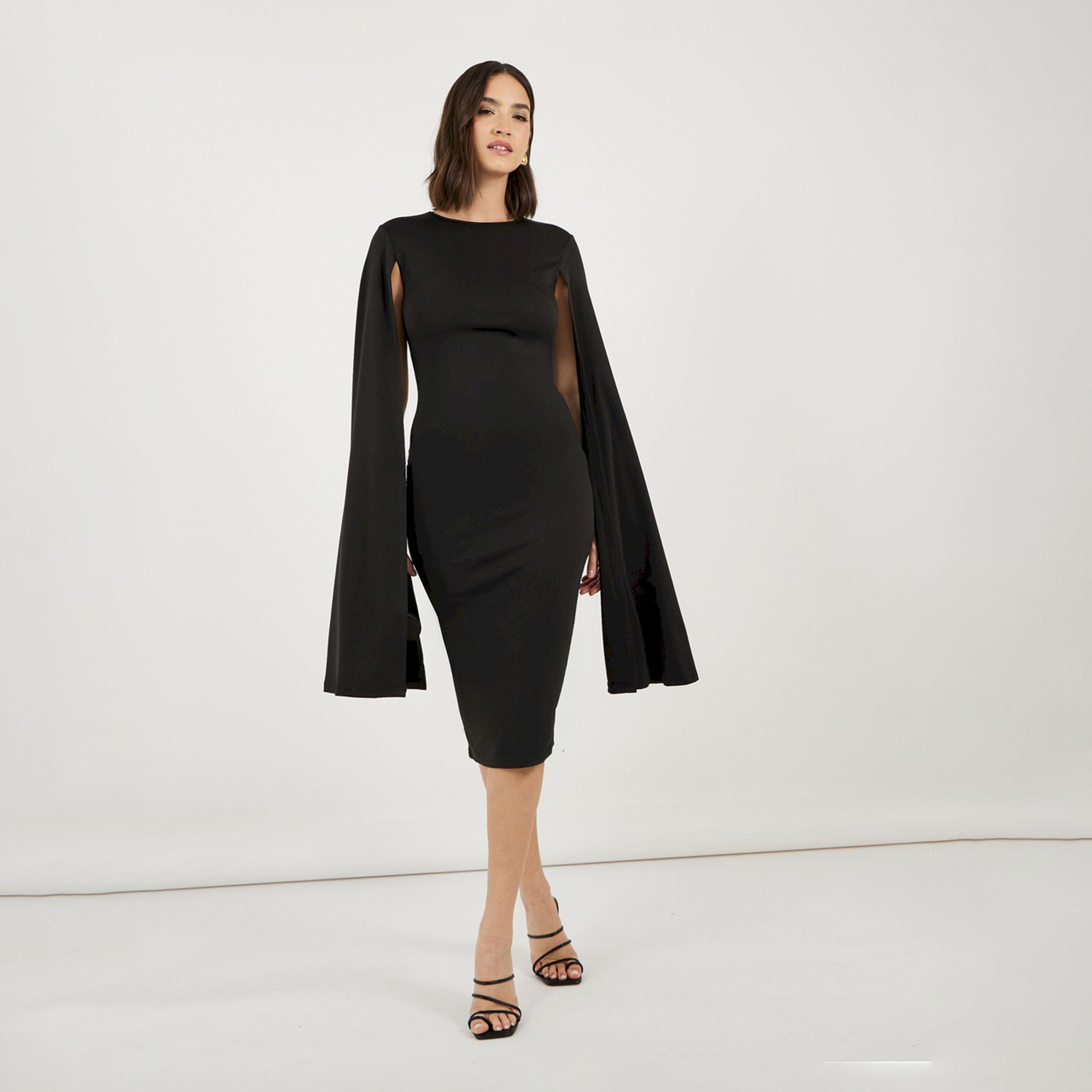 ستايلي - فستان ميدي بأكمام طويلة وقصة ضيقة-women-clothing-dresses-image-1