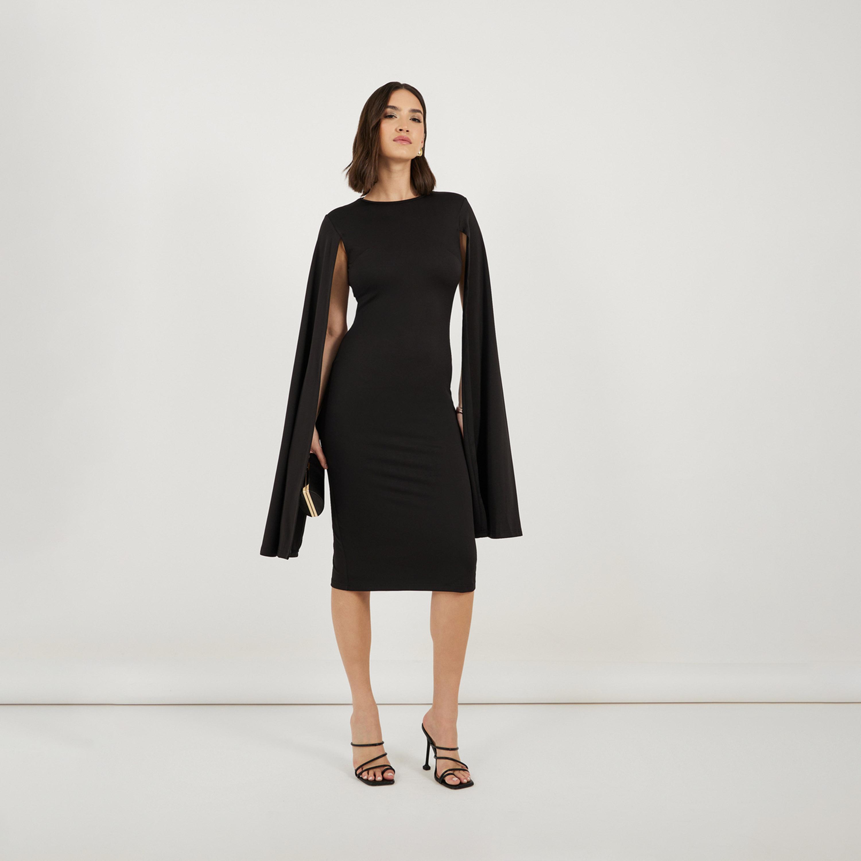 ستايلي - فستان ميدي بأكمام طويلة وقصة ضيقة-women-clothing-dresses-image-4