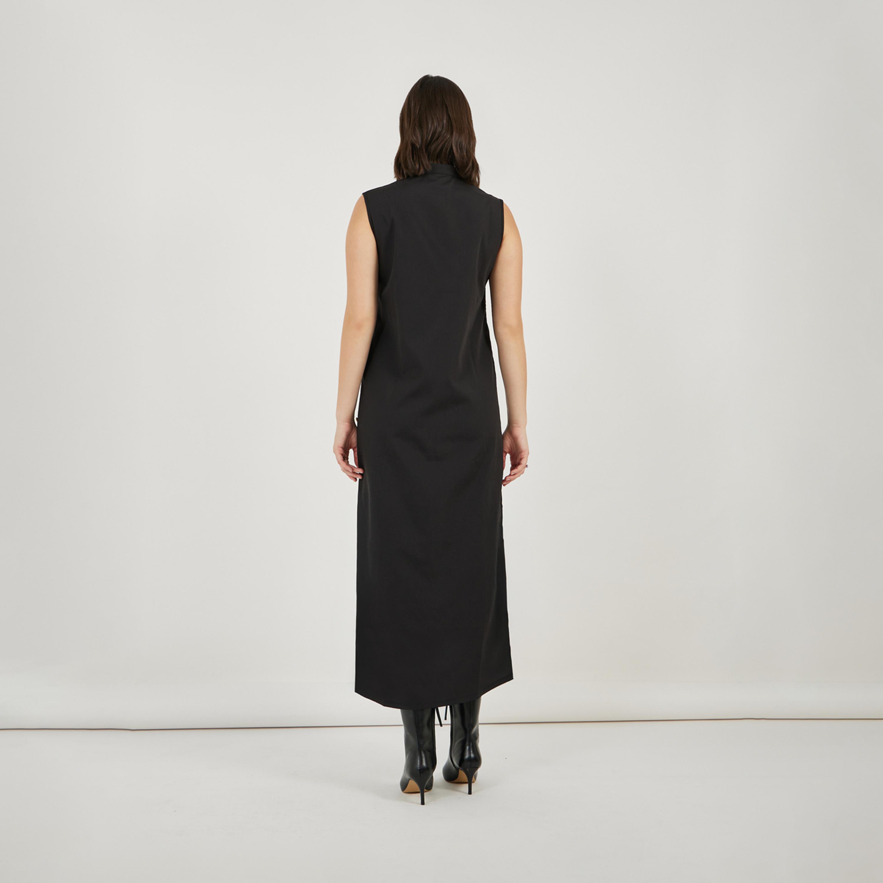 Styli Sleeveless Shift Maxi Dress with Button Detail-women-clothing-dresses-image-6