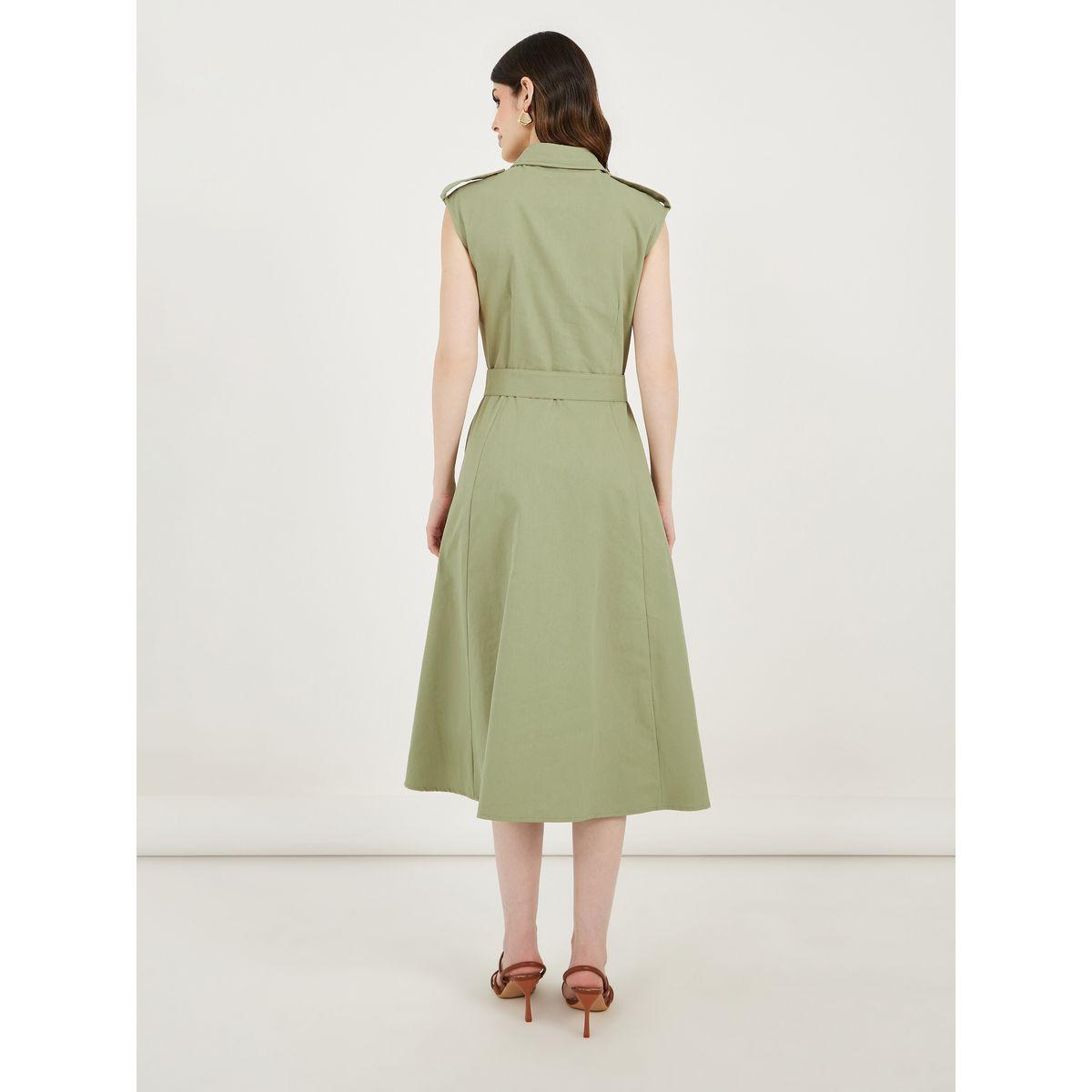 فستان ميدي بحزام خصر وتفاصيل غطاء جيب-women-clothing-dresses-image-6
