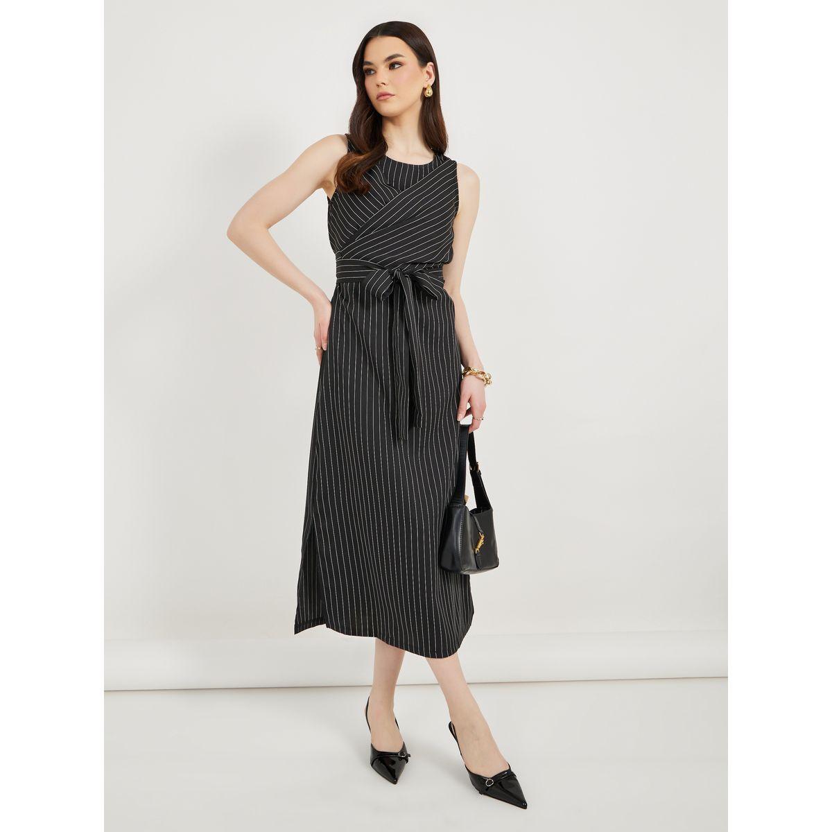 Styli Pinstripe Wrap Front Blazer Midi Dress-women-clothing-dresses-image-2