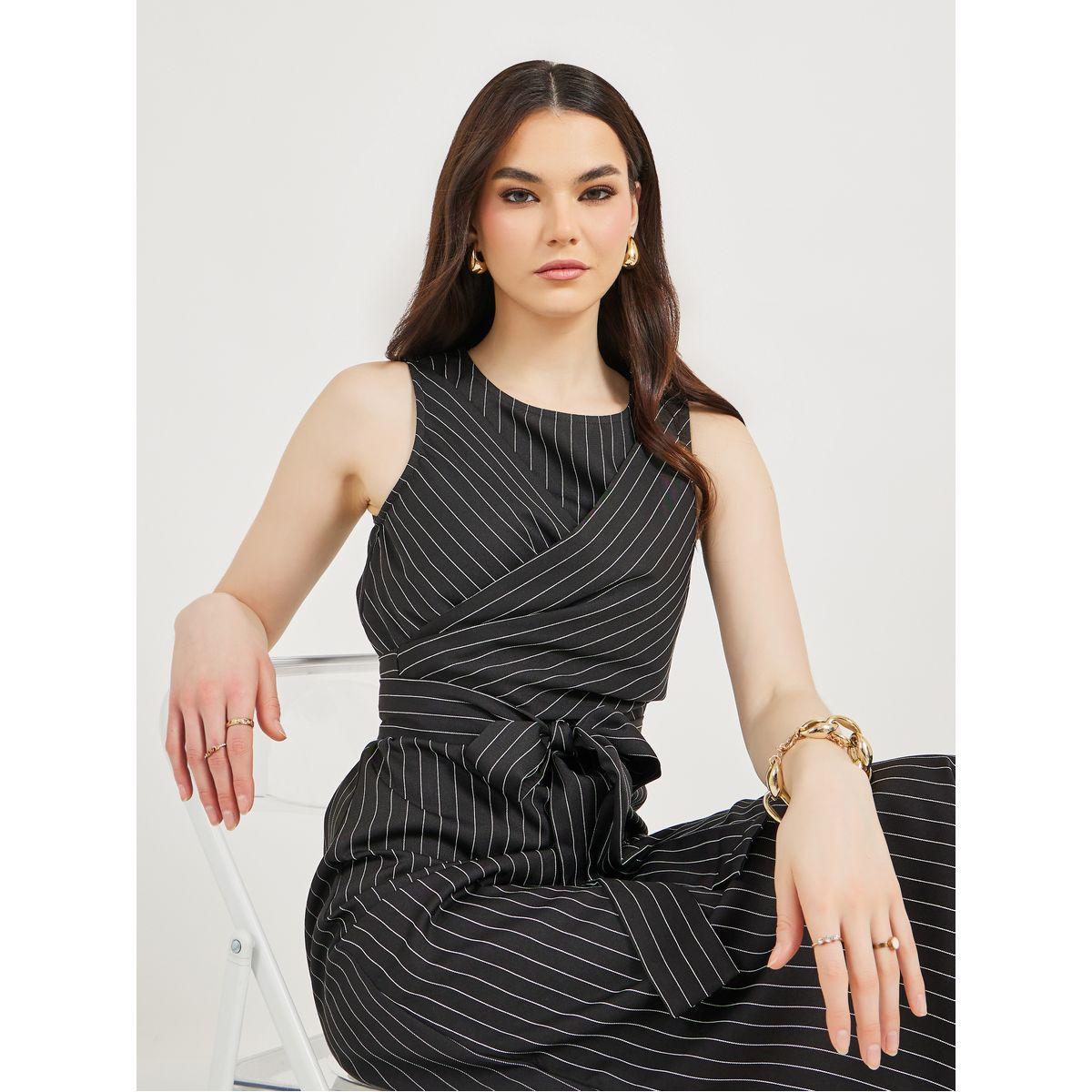 Styli Pinstripe Wrap Front Blazer Midi Dress-women-clothing-dresses-image-4