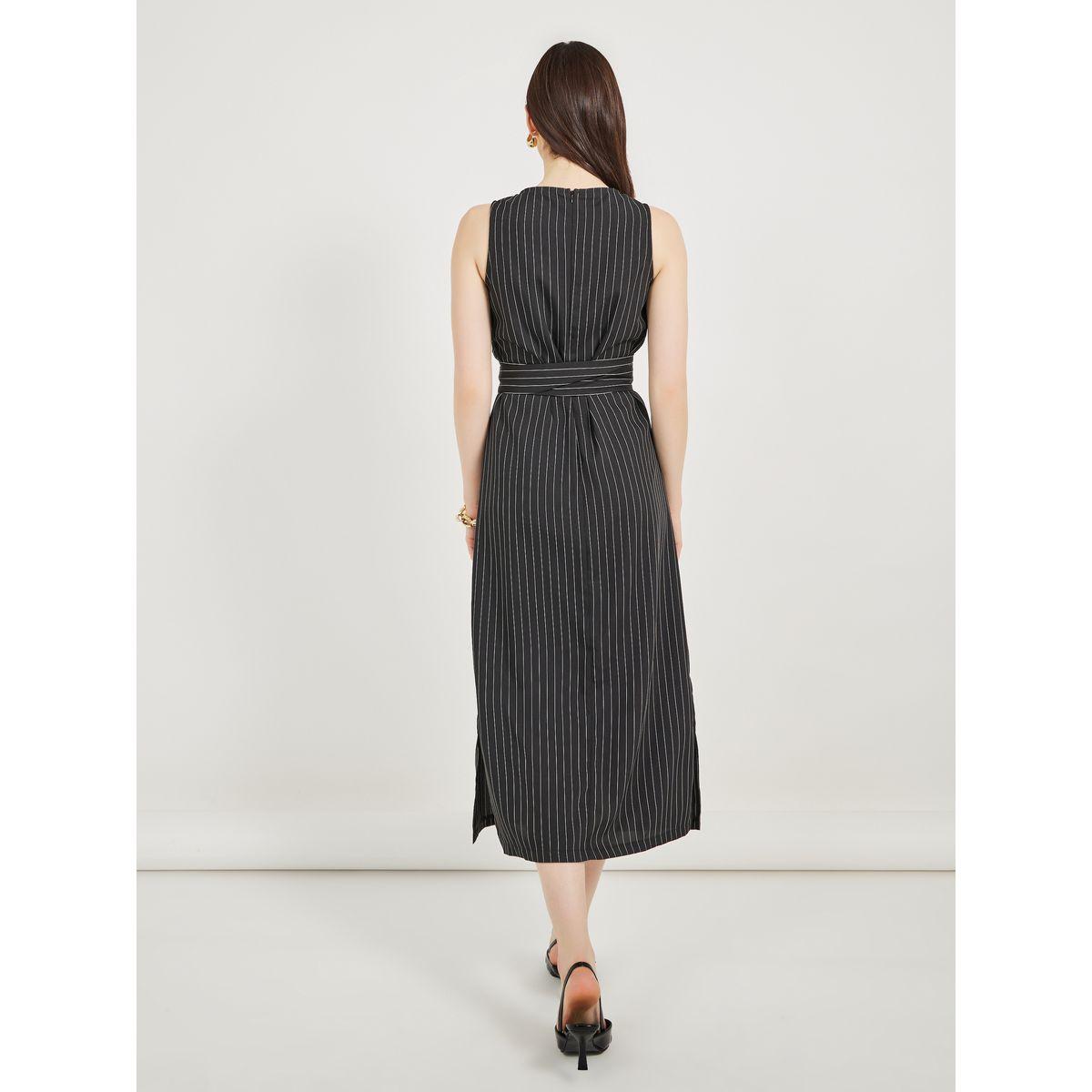 Styli Pinstripe Wrap Front Blazer Midi Dress-women-clothing-dresses-image-6