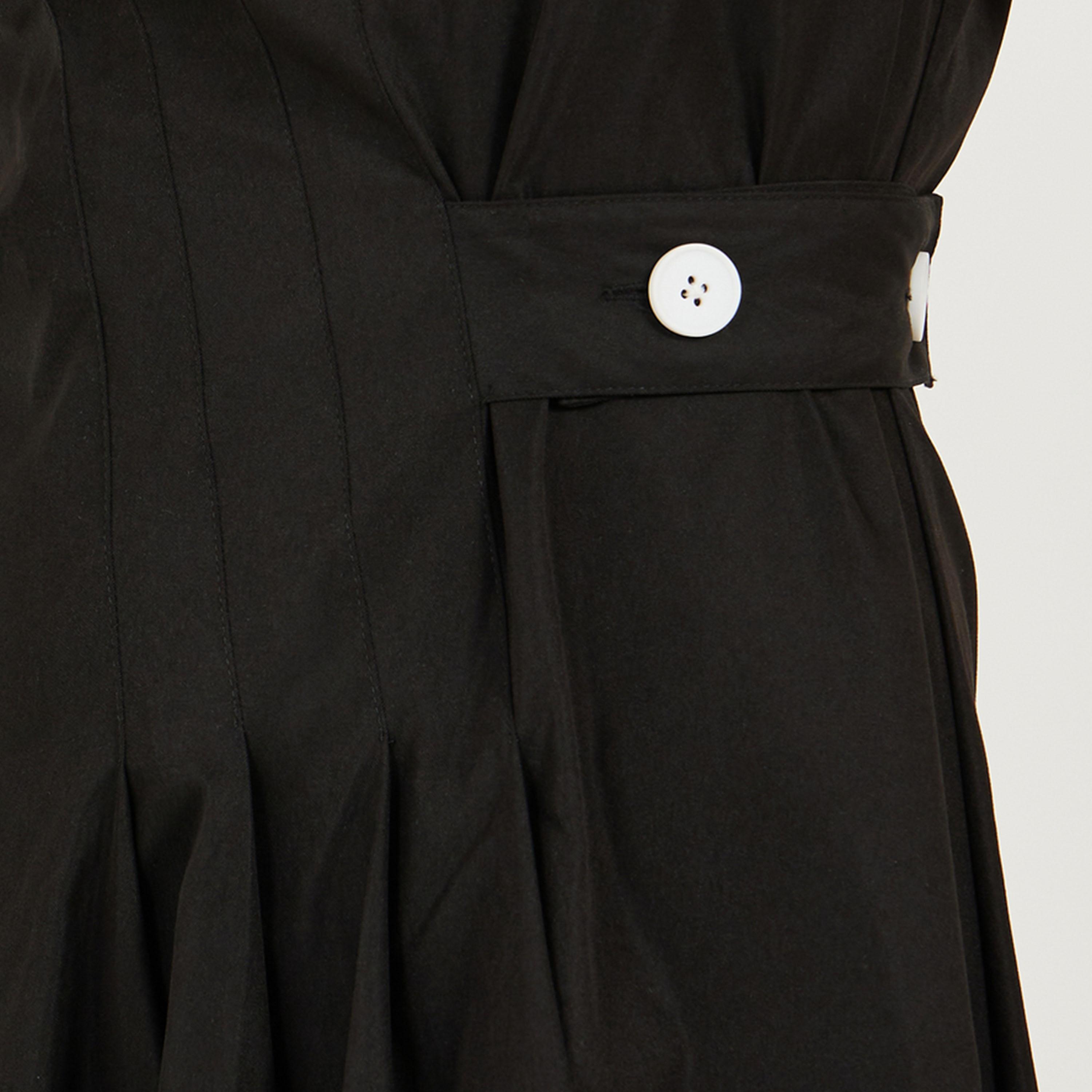 ستايلي - فستان ميدي بدون أكمام بتصميم A بكسرات أمامية-women-clothing-dresses-image-3