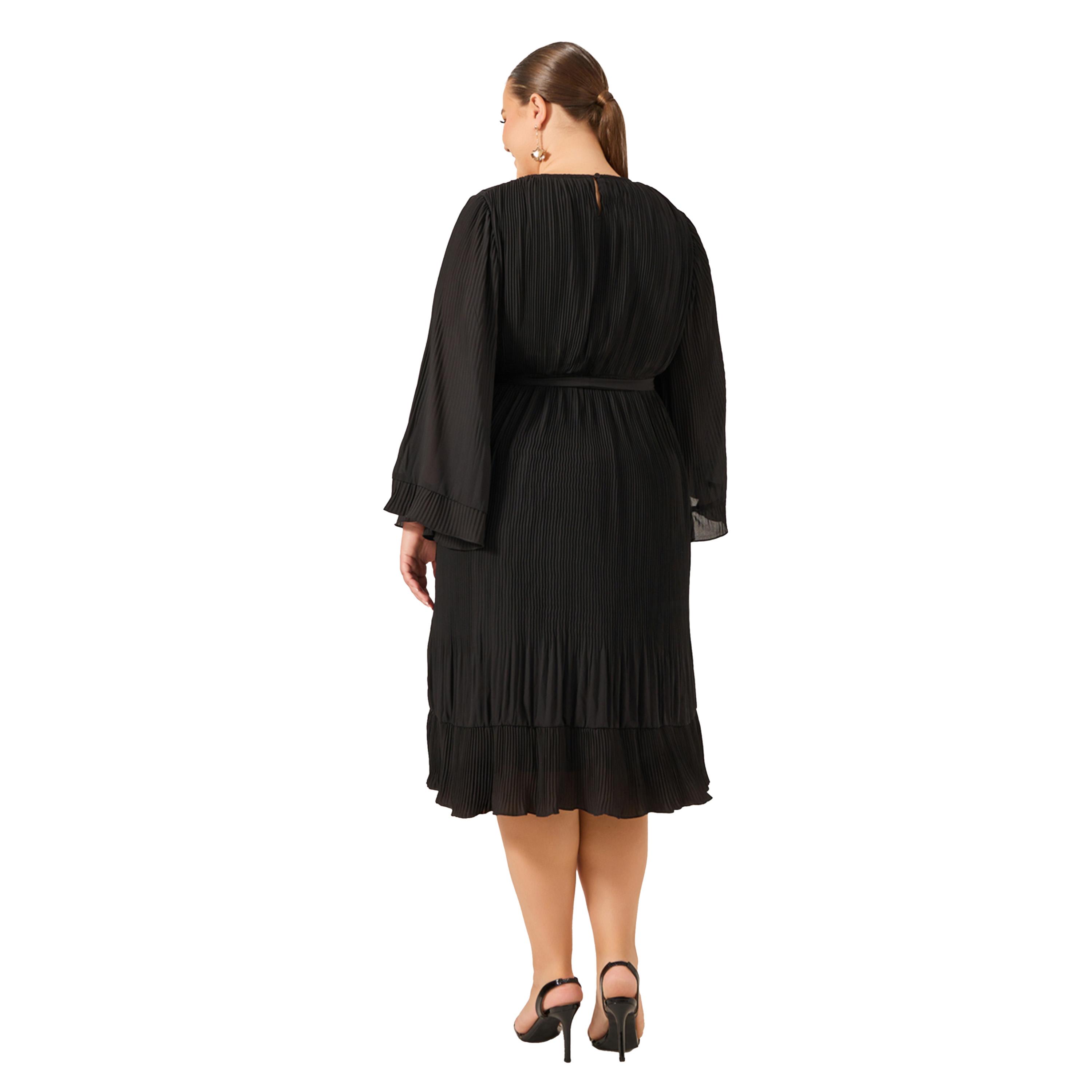 Styli Plus Size Pleated Tie-Waist A-Line Midi Dress-women-clothing-dresses-image-5
