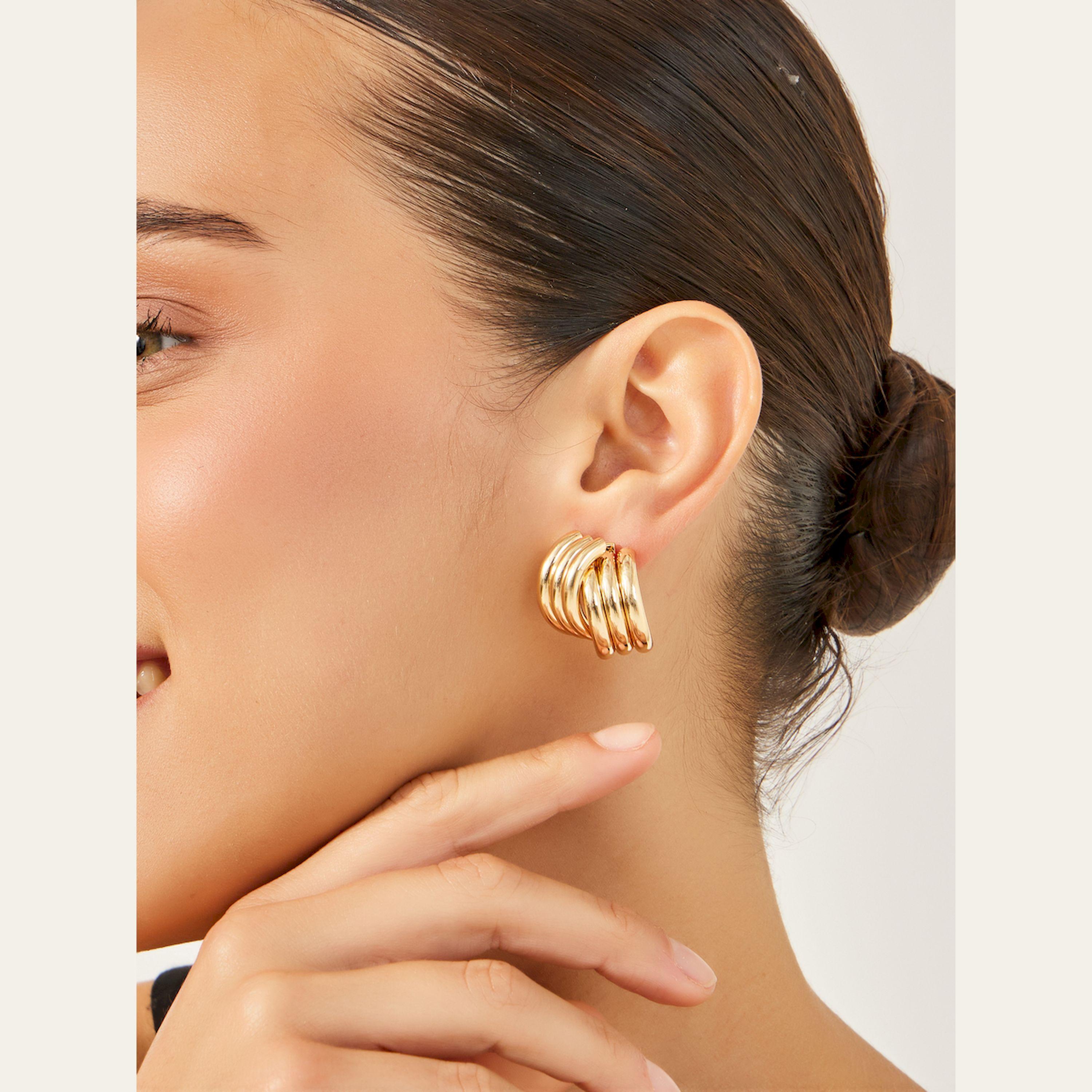 Styli Textured Stud Earrings-women-watchesandjewellery-jewellery-earrings-image-2