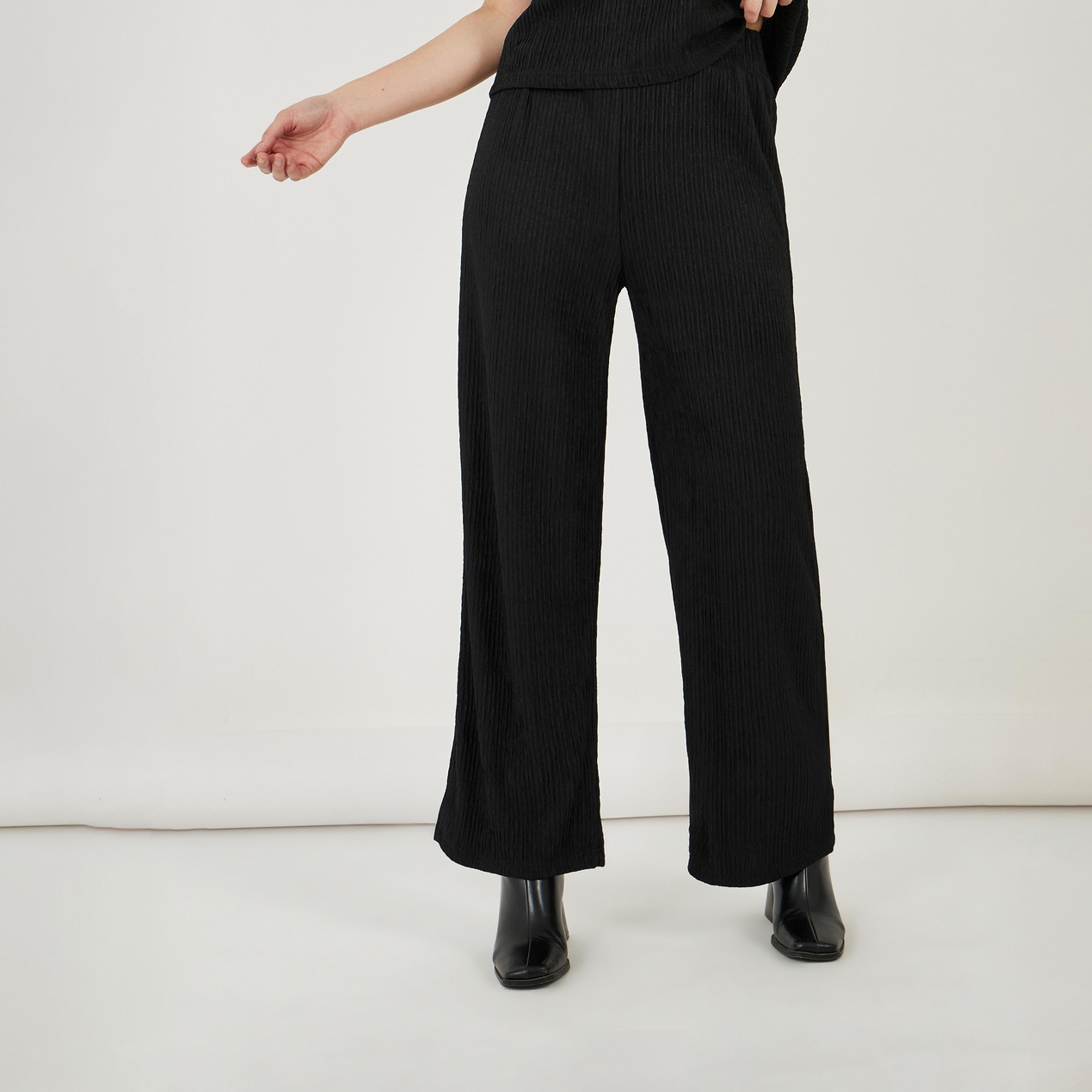 Styli Textured Boxy T-Shirt & Wide Leg Pants Co-Ords-women-clothing-coordsets-image-4