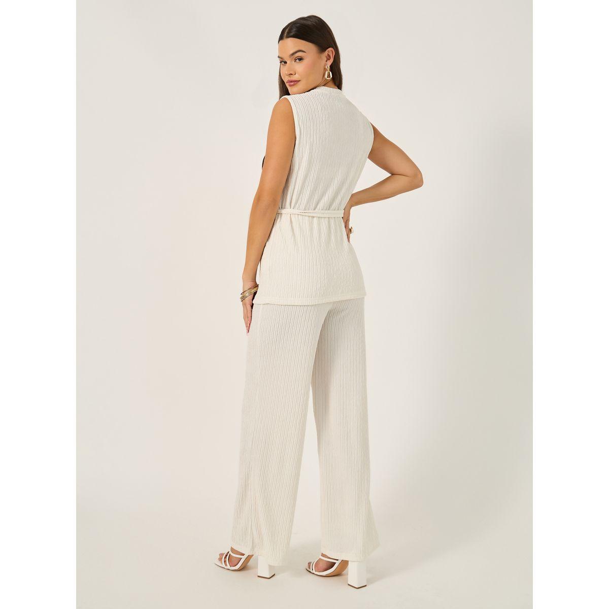 طقم منسق من بنطال بأرجل مستقيمة وبلوزة بلا أكمام-women-clothing-coordsets-image-6
