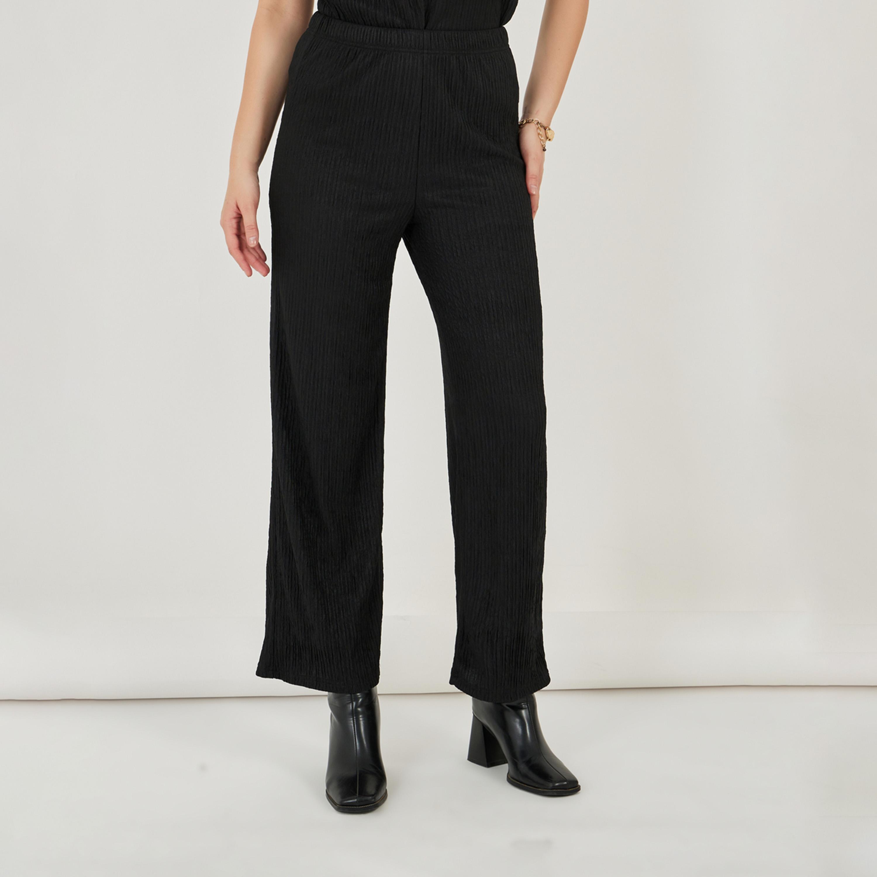 ستايلي - طقم سترة منقوشة مع بنطال بقصة مستقيمة-women-clothing-coordsets-image-4