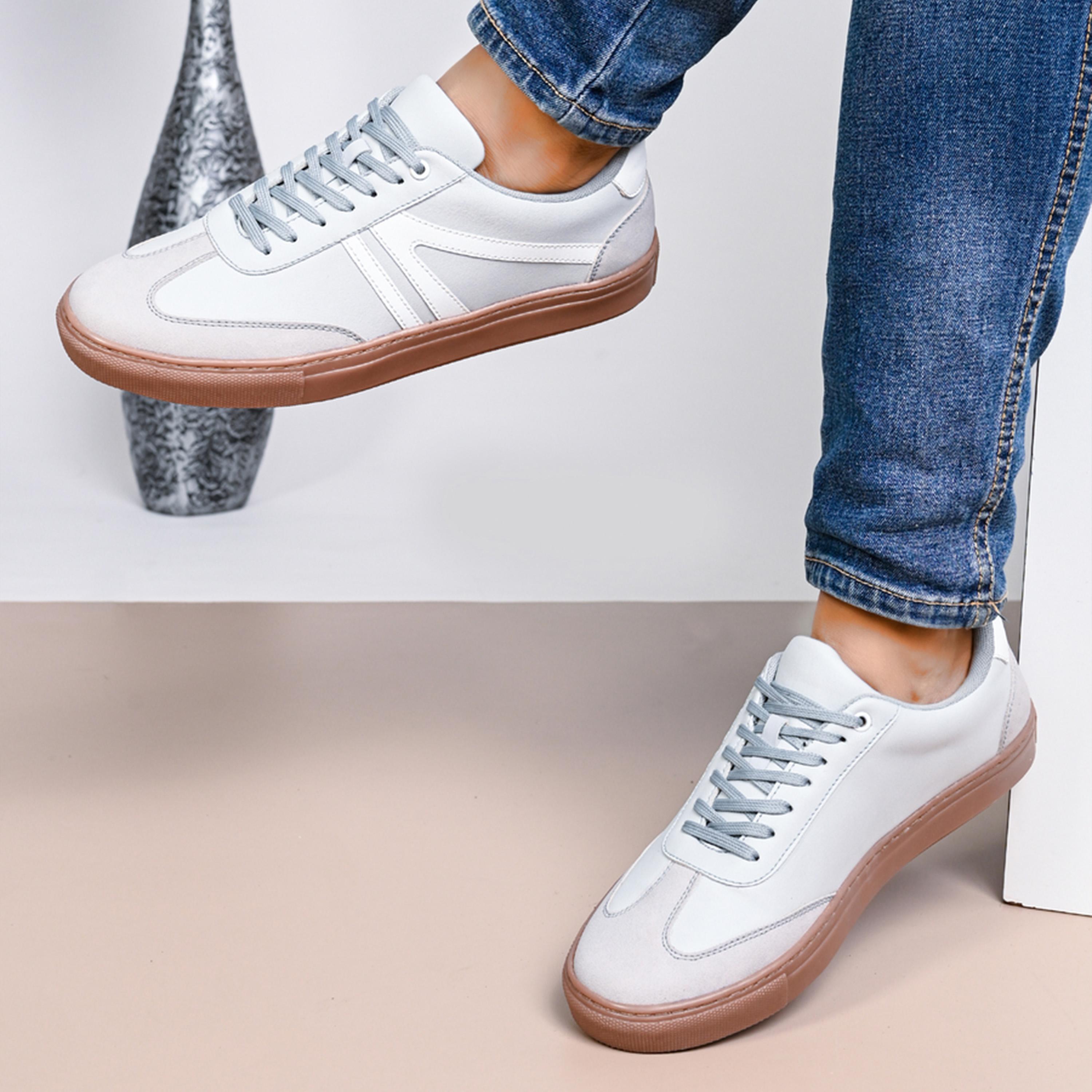 Styli Two Line Paneled Gum Sole Lace Up Sneakers-men-shoes-sneakers-image-4