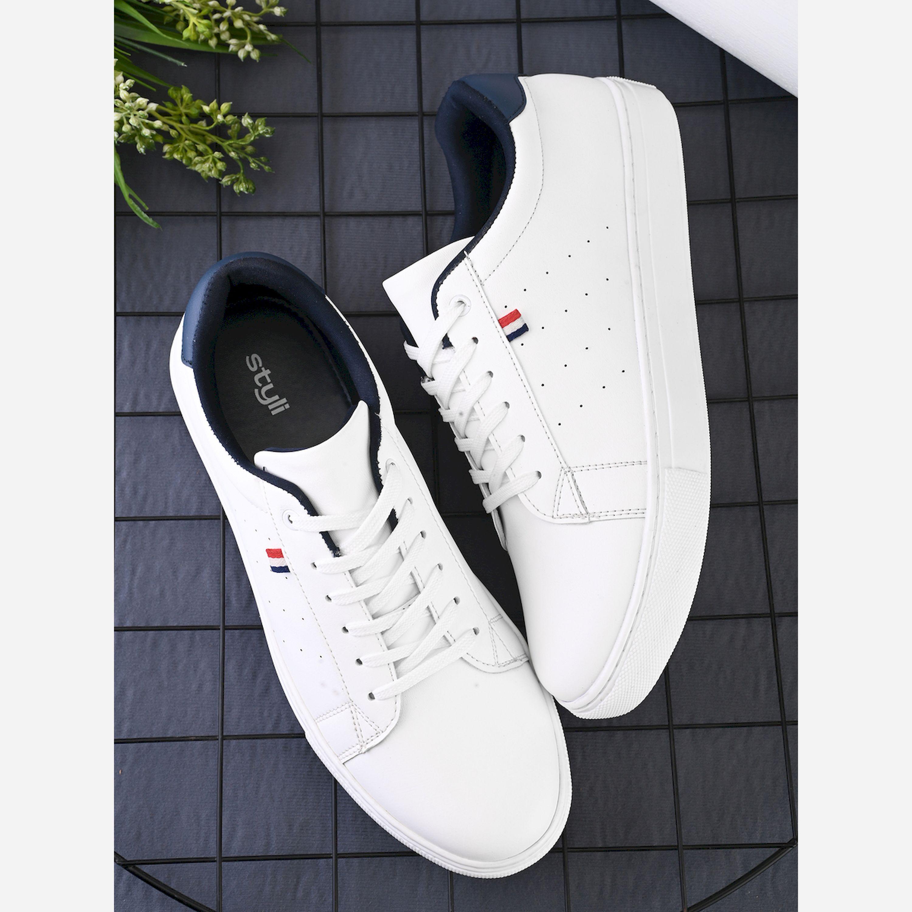 Styli Contrast Heel Flat Sole Lace Up Sneakers-men-shoes-sneakers-image-3
