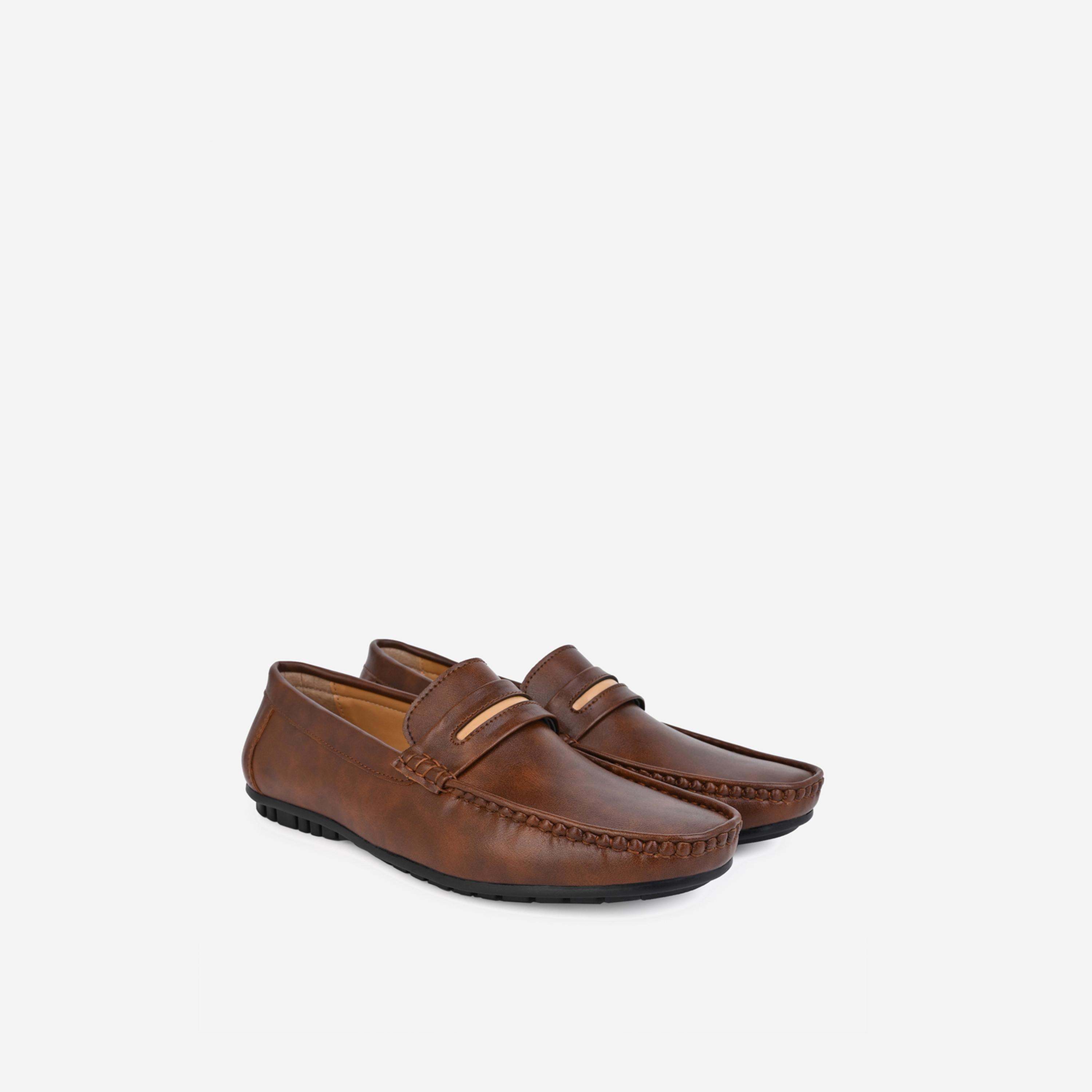 Styli Stitch Detail Slip On Penny Loafers-men-shoes-loafersandmoccasins-image-1