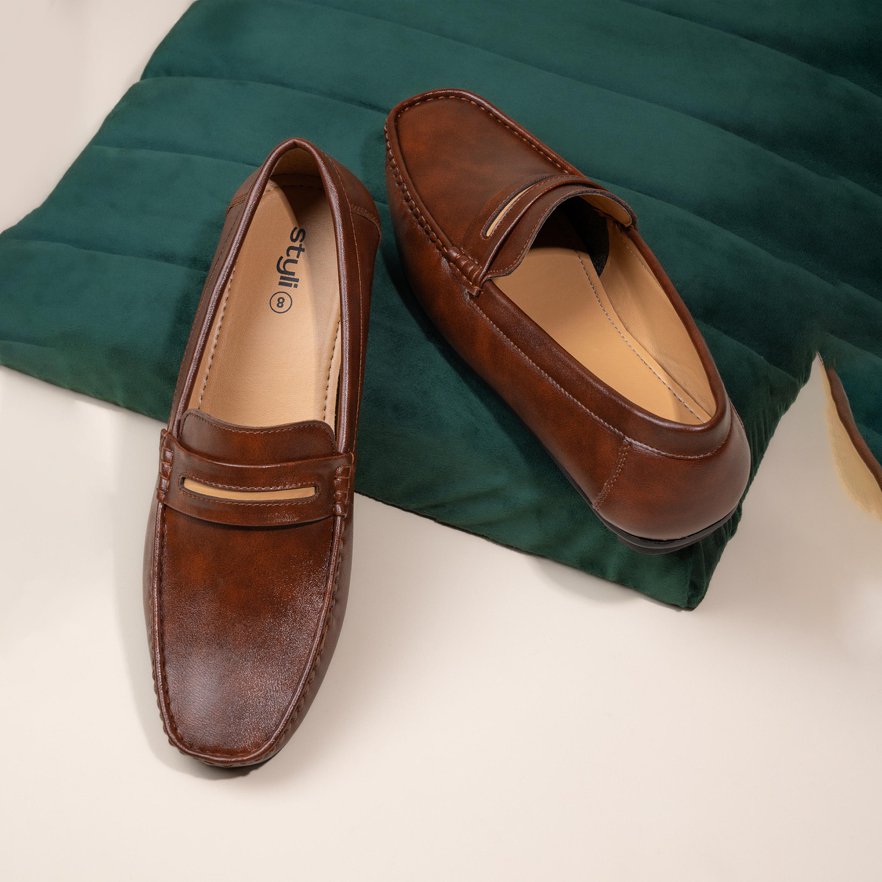 Styli Stitch Detail Slip On Penny Loafers-men-shoes-loafersandmoccasins-image-2