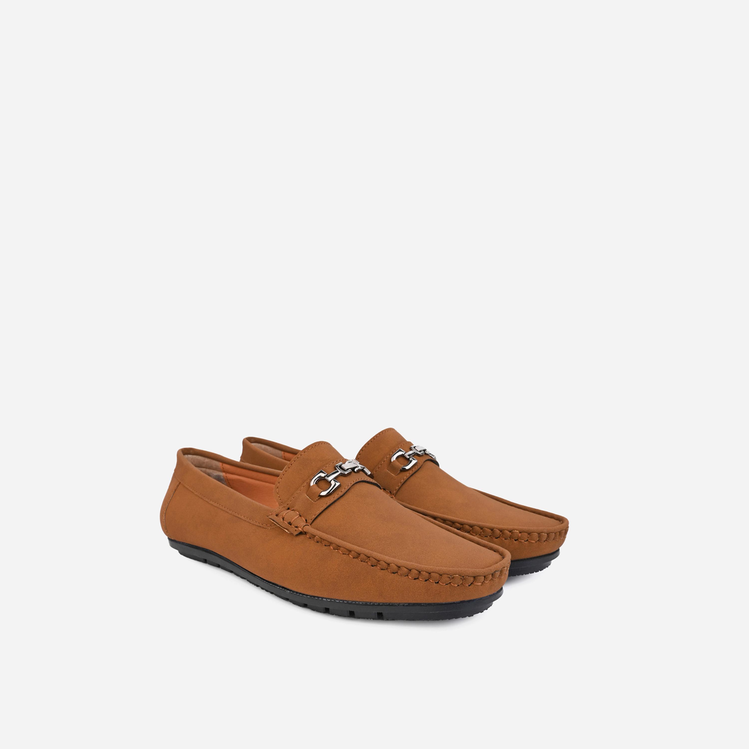 Styli Buckled Faux Leather Slip On Loafers-men-shoes-loafersandmoccasins-image-1
