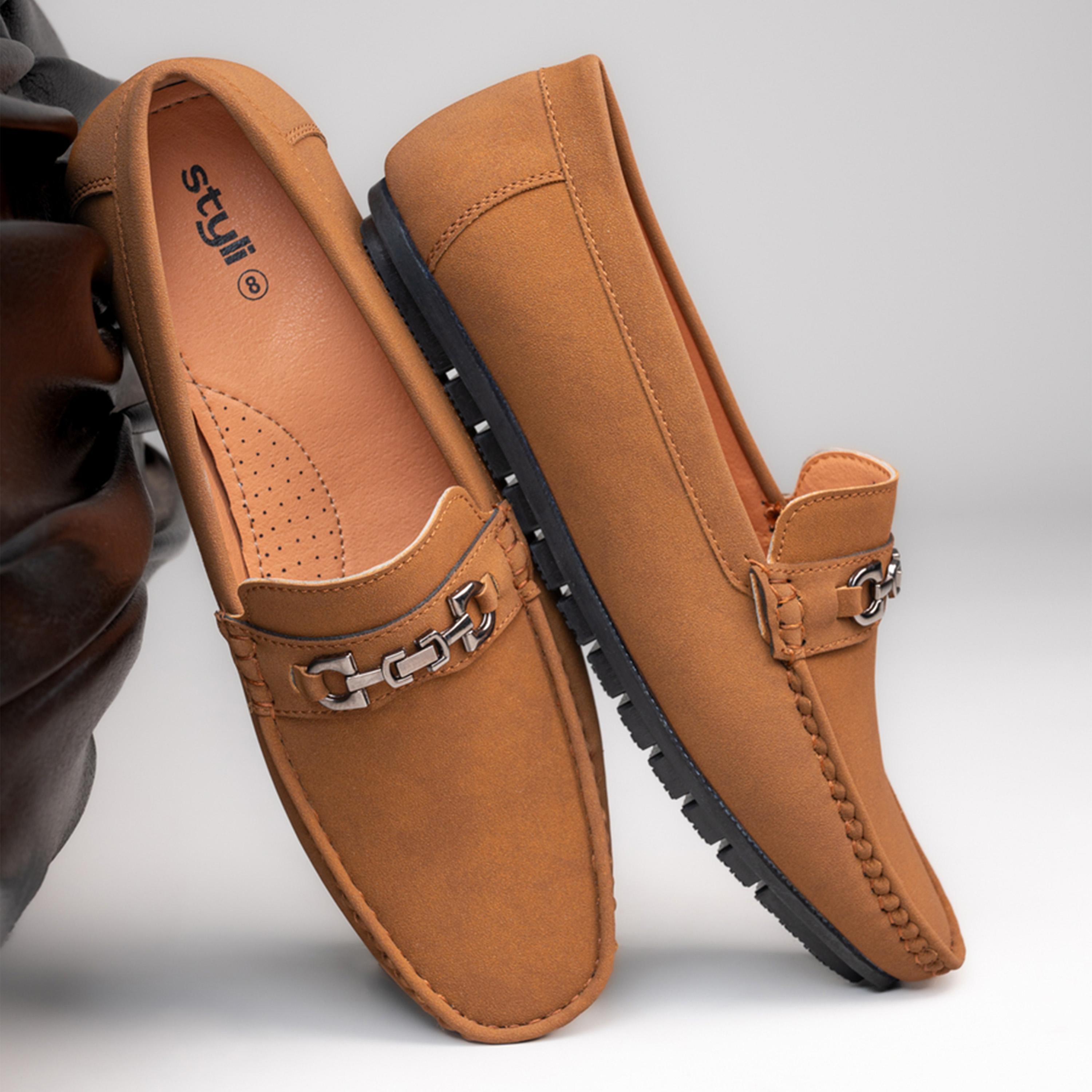 Styli Buckled Faux Leather Slip On Loafers-men-shoes-loafersandmoccasins-image-2