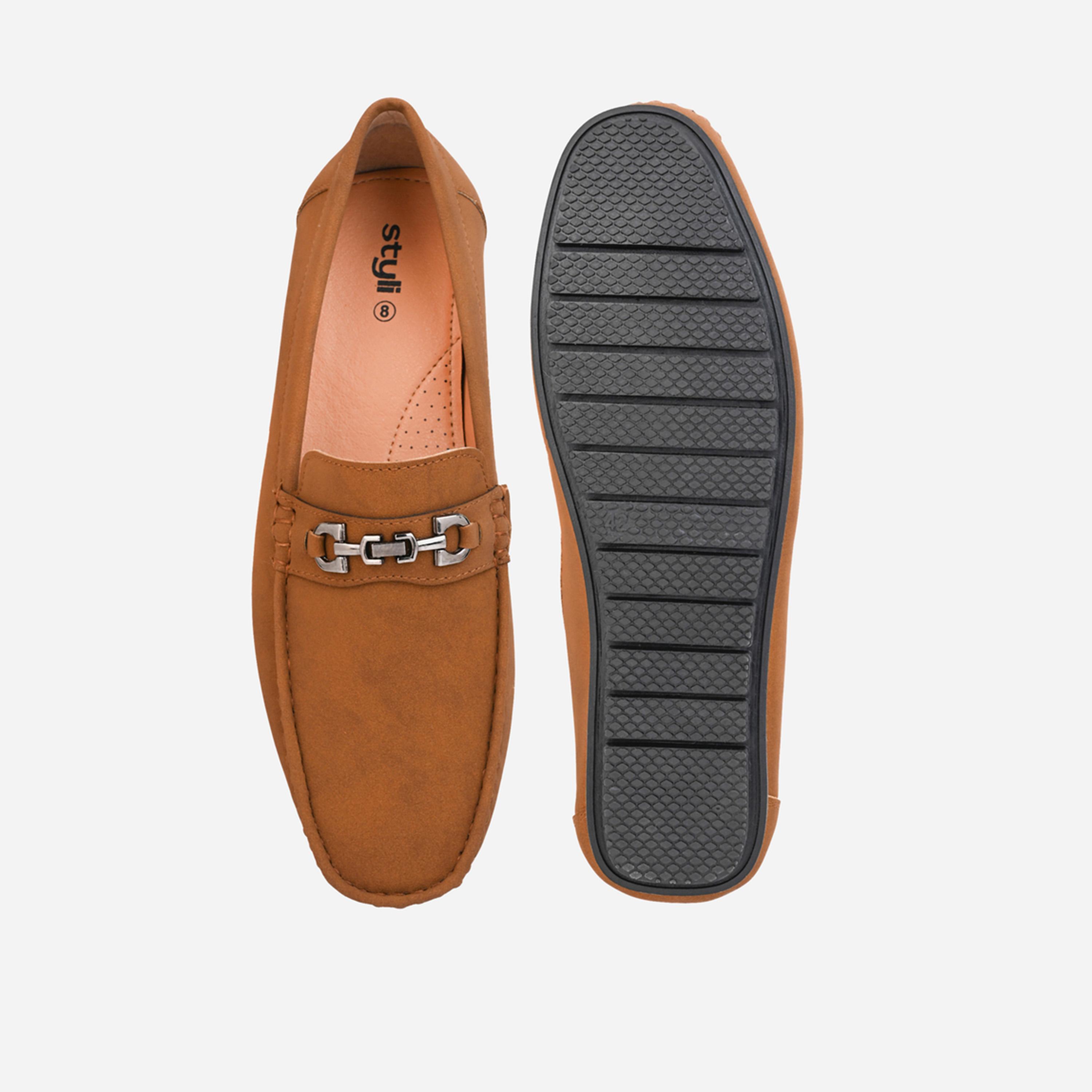 Styli Buckled Faux Leather Slip On Loafers-men-shoes-loafersandmoccasins-image-5