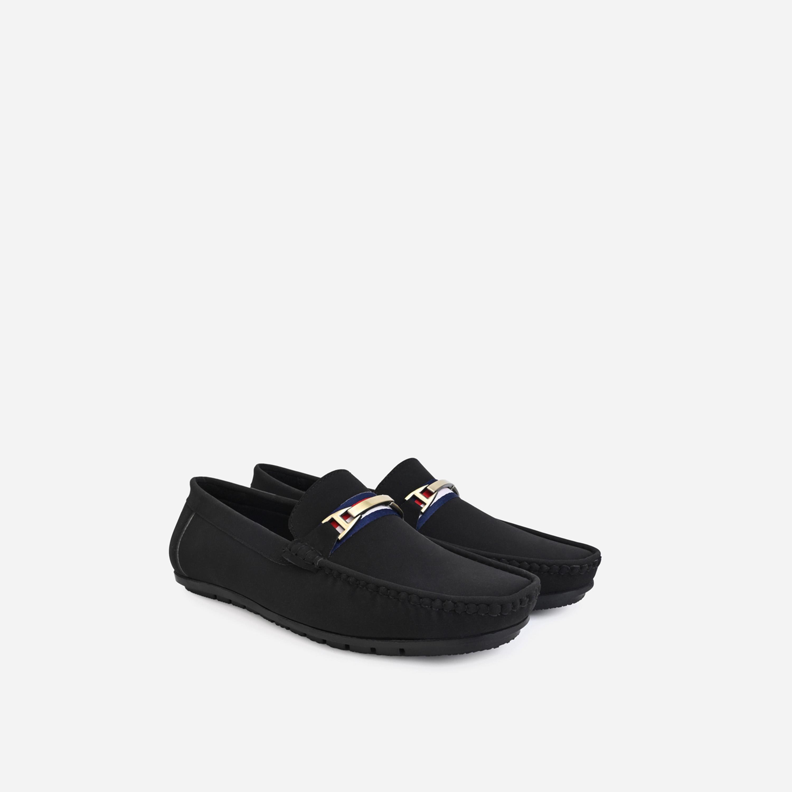 Styli Buckled Faux Leather Slip On Loafers-men-shoes-loafersandmoccasins-image-1